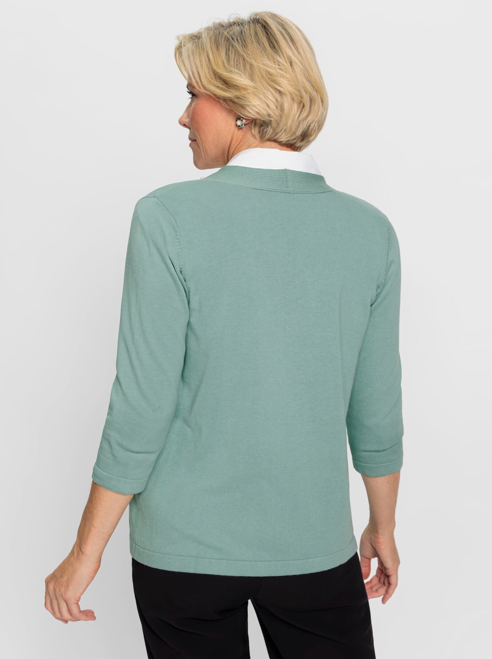 Strickjacke mit Zierperlen - kalkmint