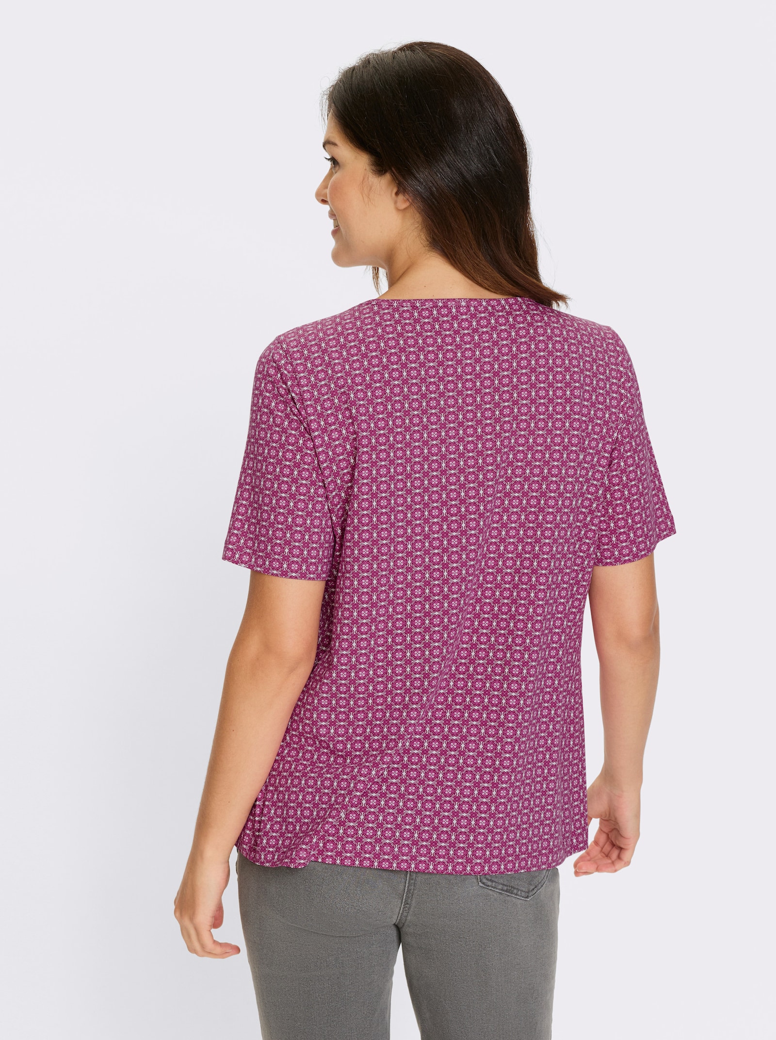 Kurzarmshirt mit Biesenpartie - erika-weiß-bedruckt