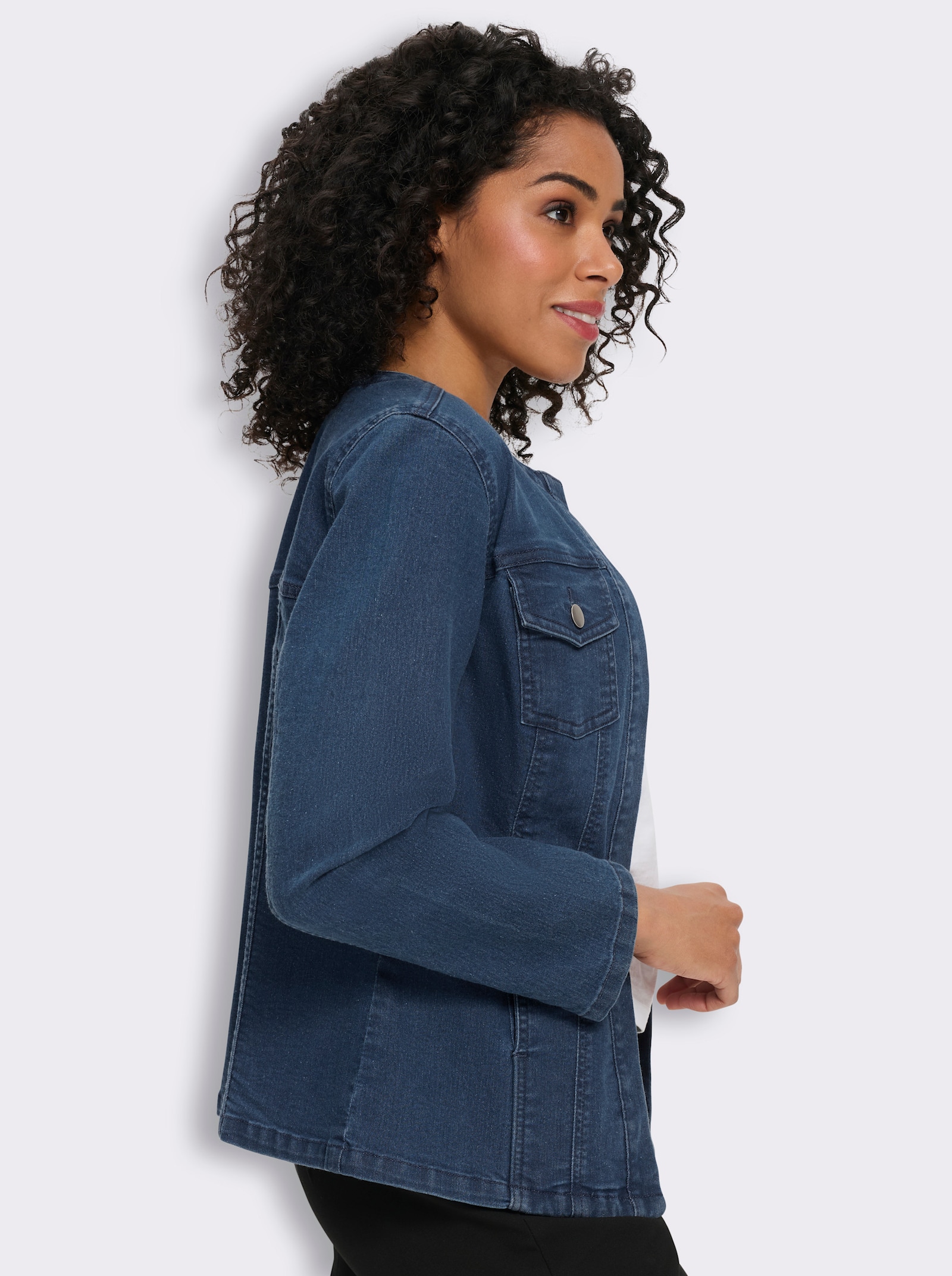 Jeansjack met borstzakken - blue-stonewashed