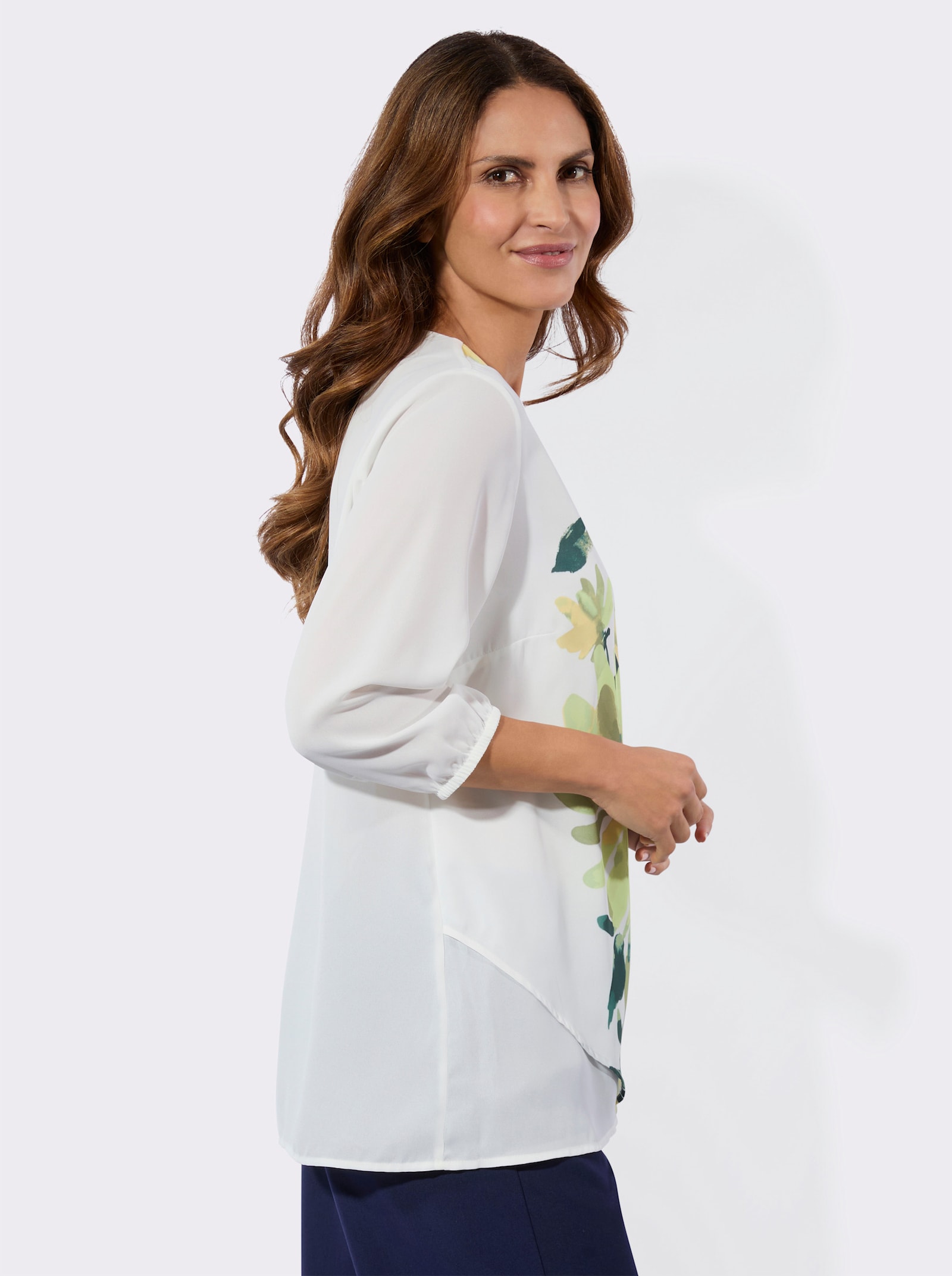 Tunika mit asymmetrischem Saum - pistazie-zitrone-bedruckt