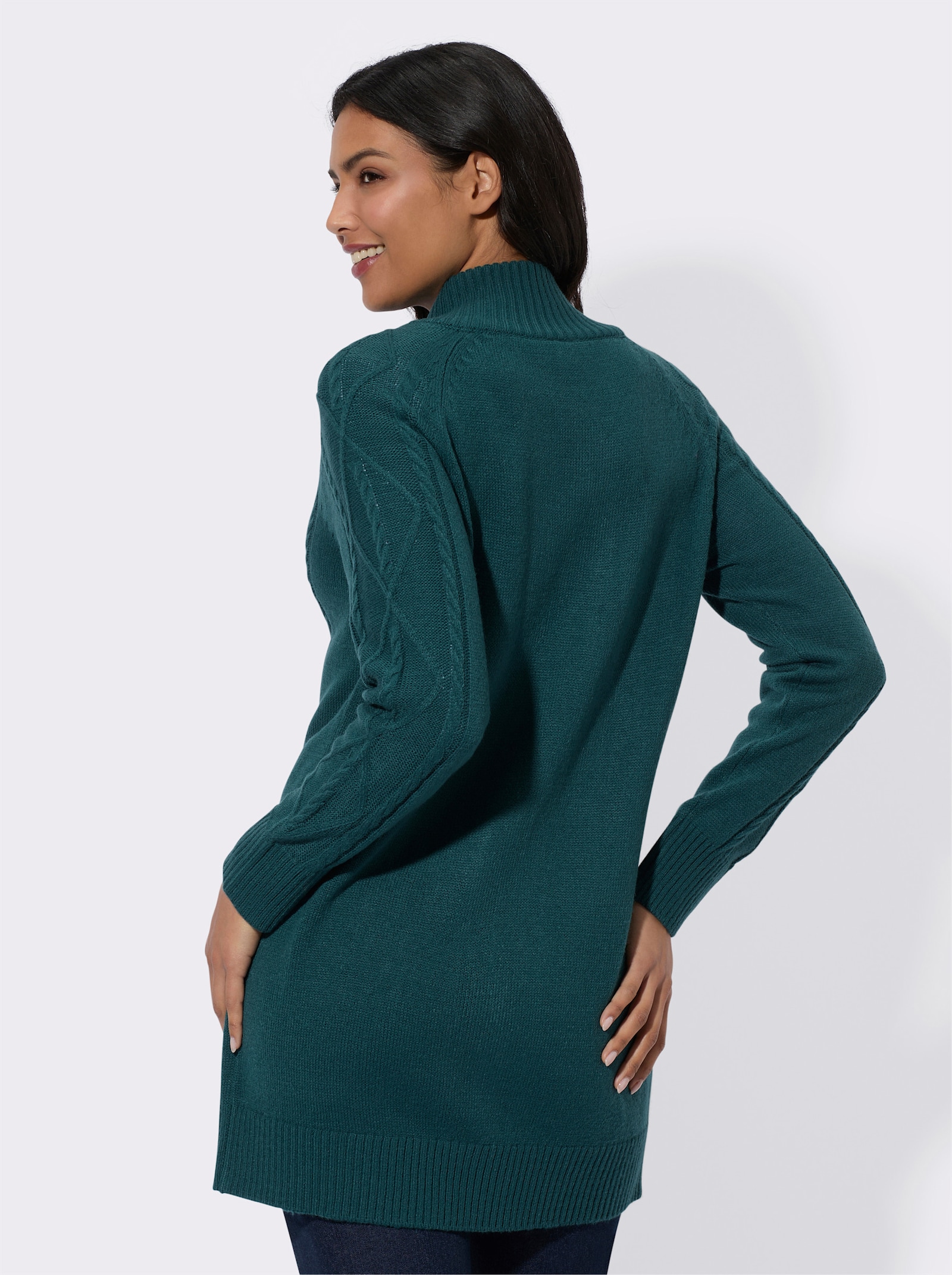 Vest met averecht gebreid patroon en kabelbreipatroon - petrol