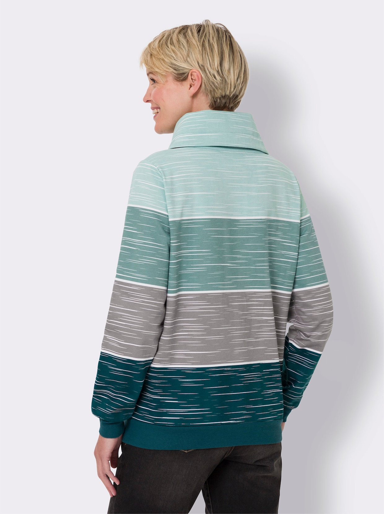 Sweatshirt - petrol-kalkmint-med tryck