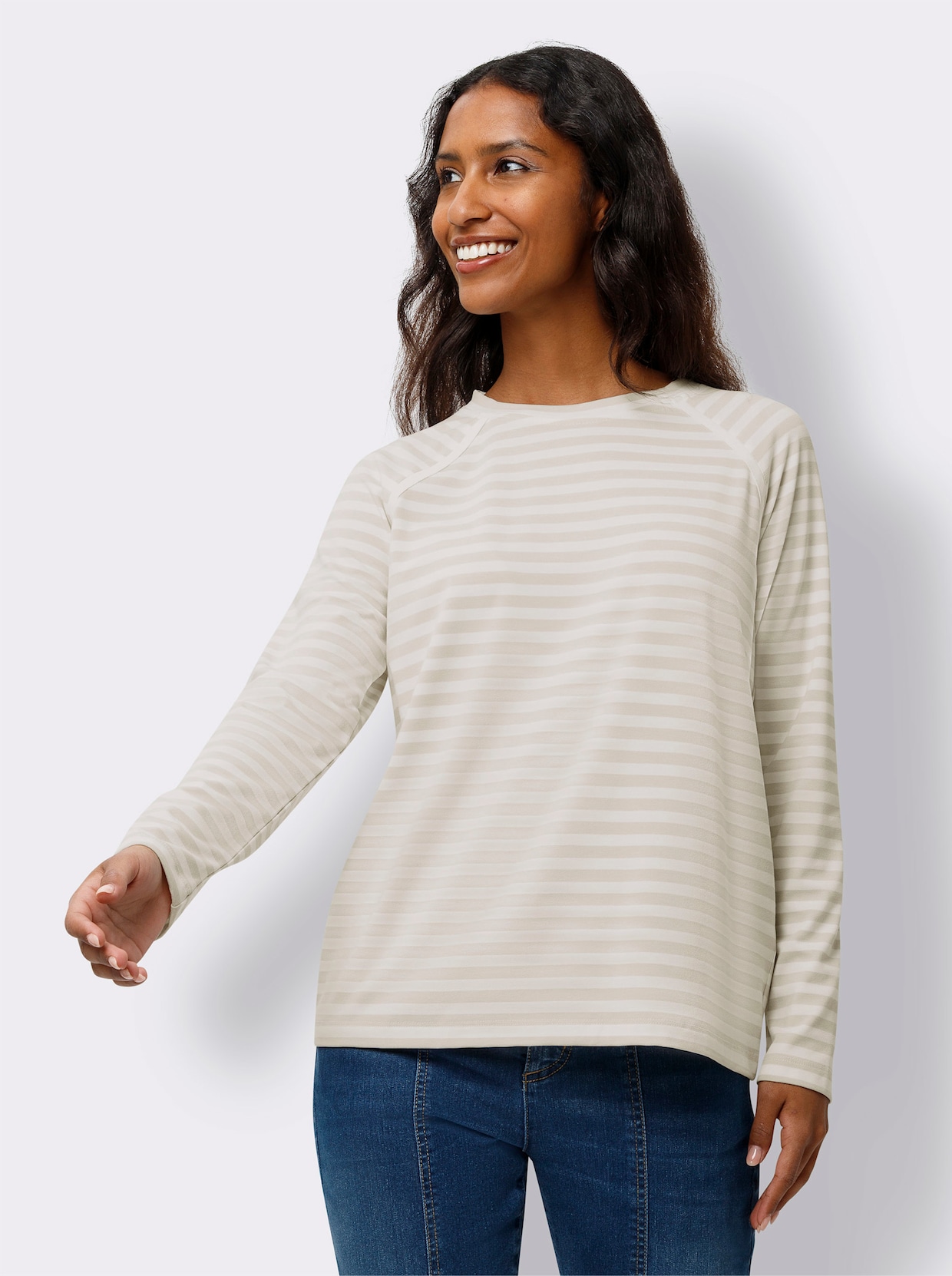 heine Streepjesshirt - zand/ecru gestreept