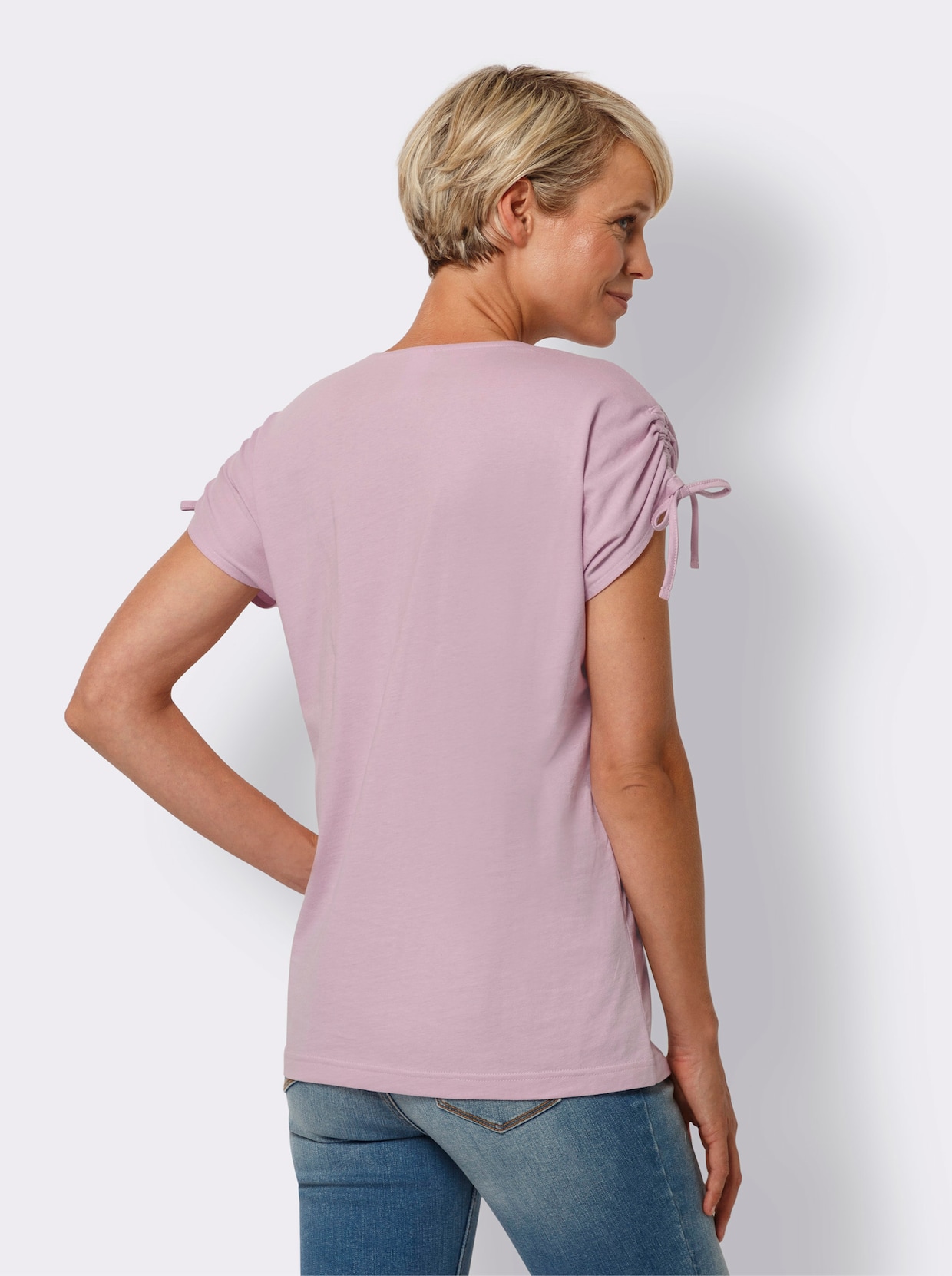 Kurzarmshirt - rosé-violett