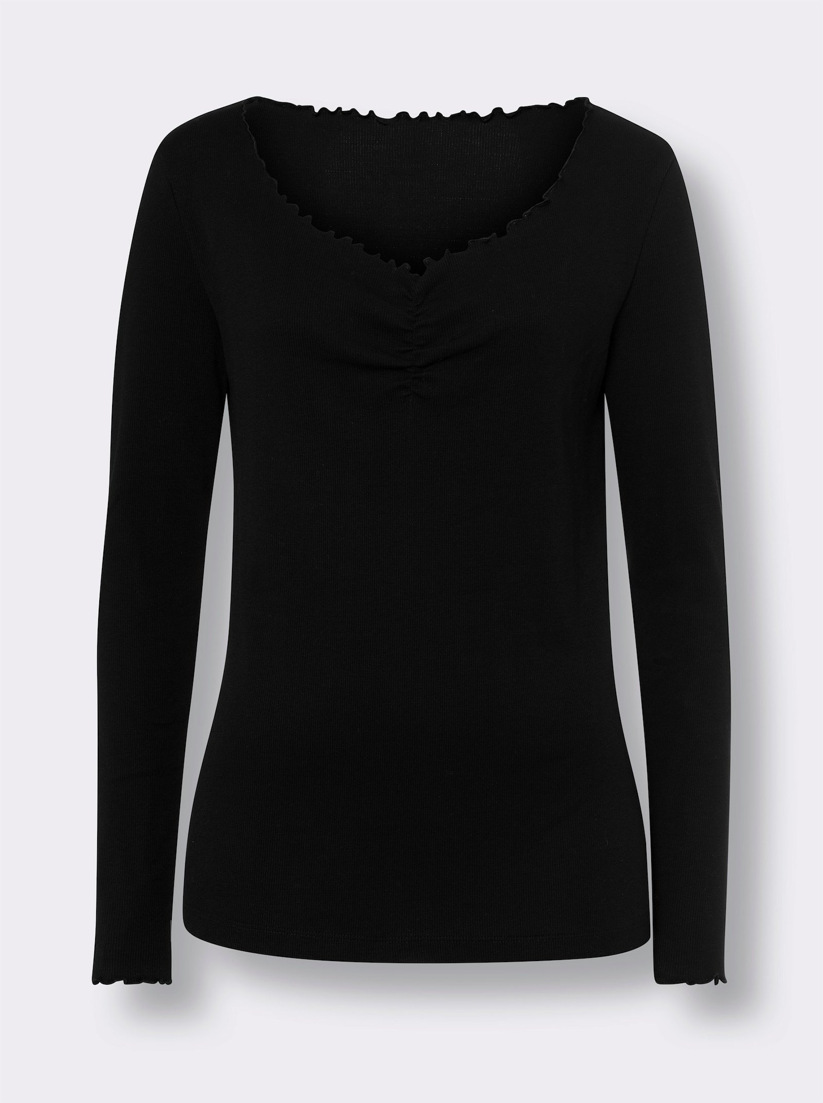 heine Langarmshirt mit Wellenabschlüssen - schwarz