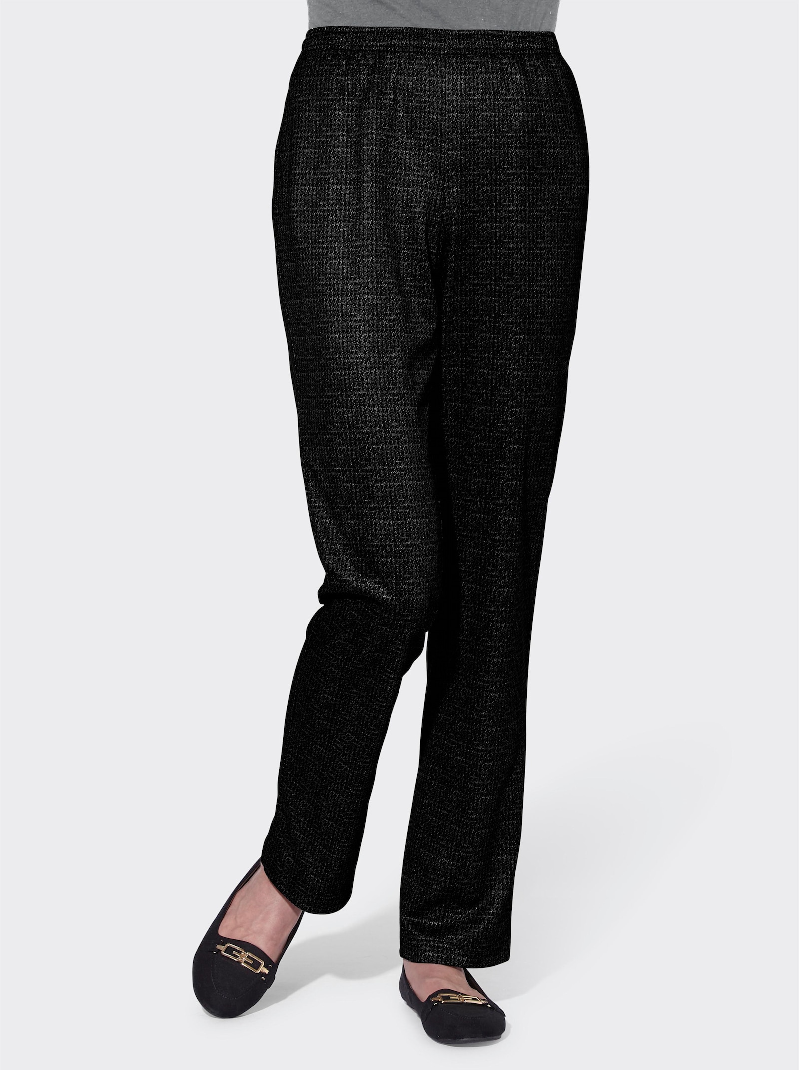 Schlupfhose im Muster-Dessin, innen angeraut - schwarz-gemustert