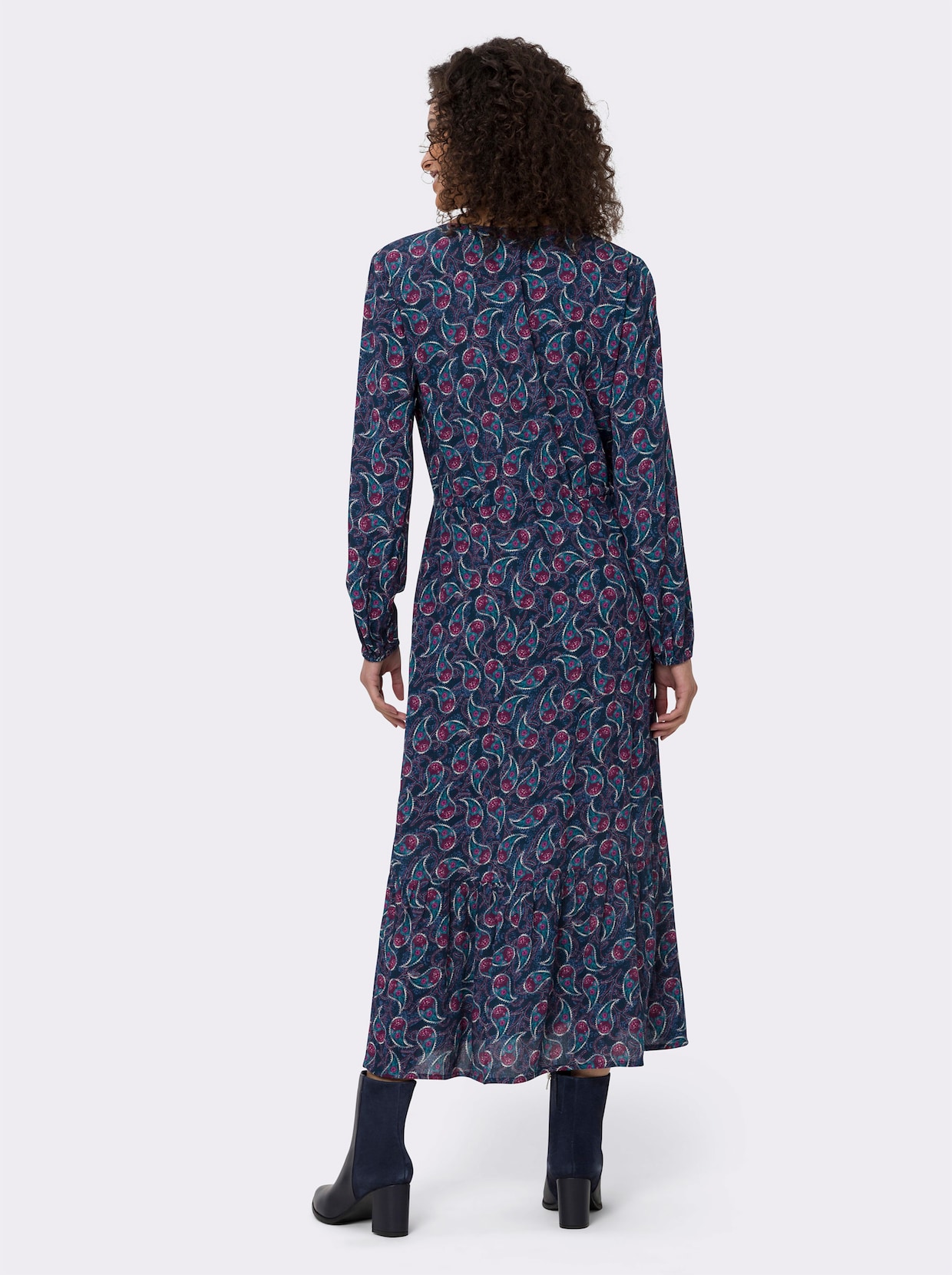 heine Robe longue - bleu foncé-rose imprimé