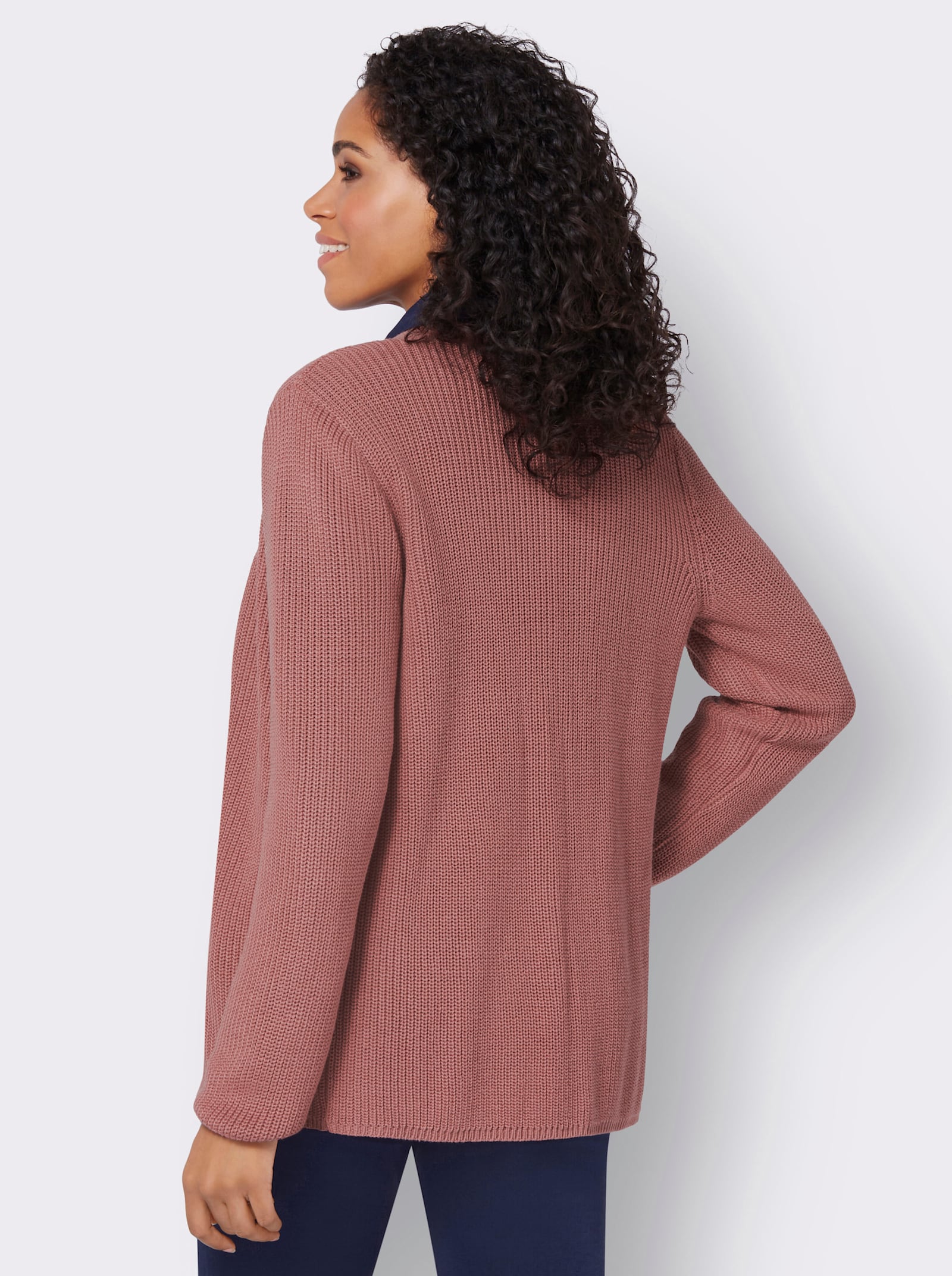 Cardigan in Rippenstrick - rosenholz