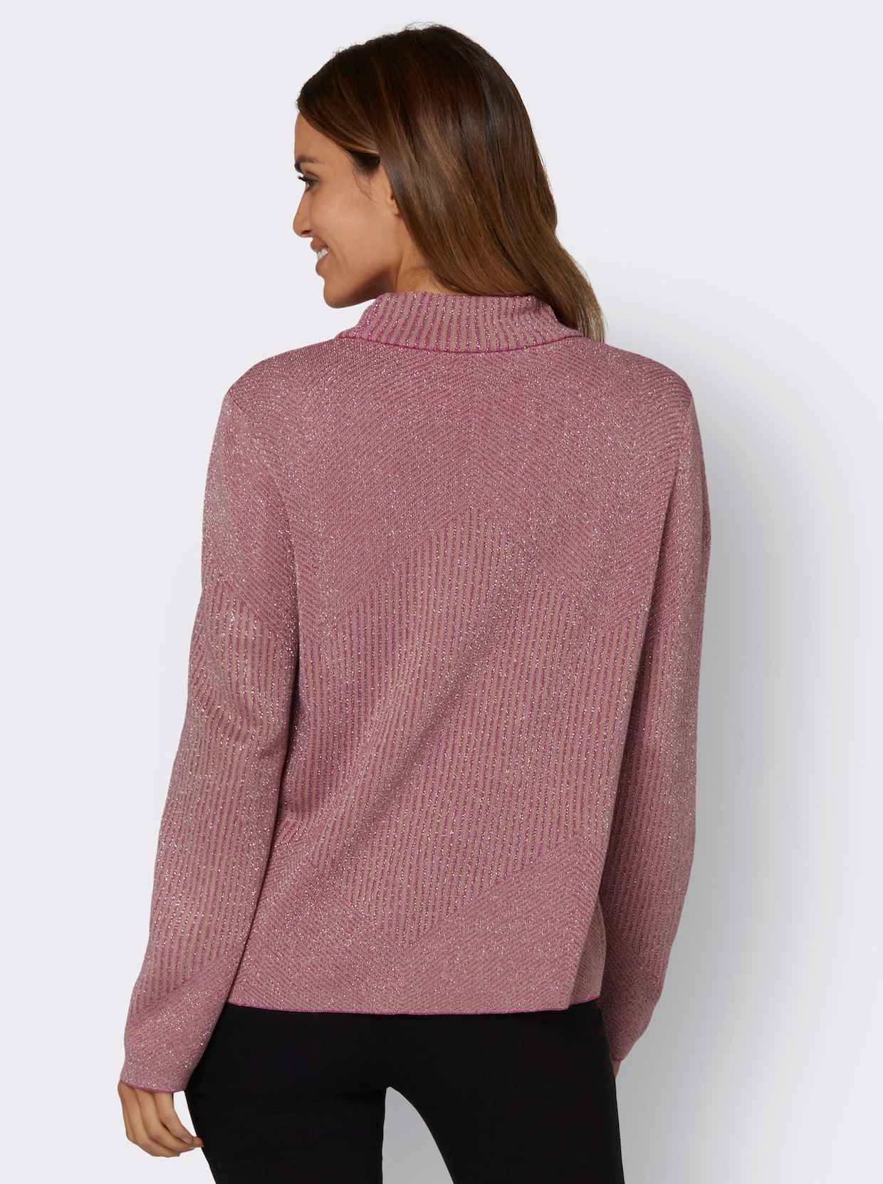 Pullover met lange mouwen - fuchsia/beige gedessineerd