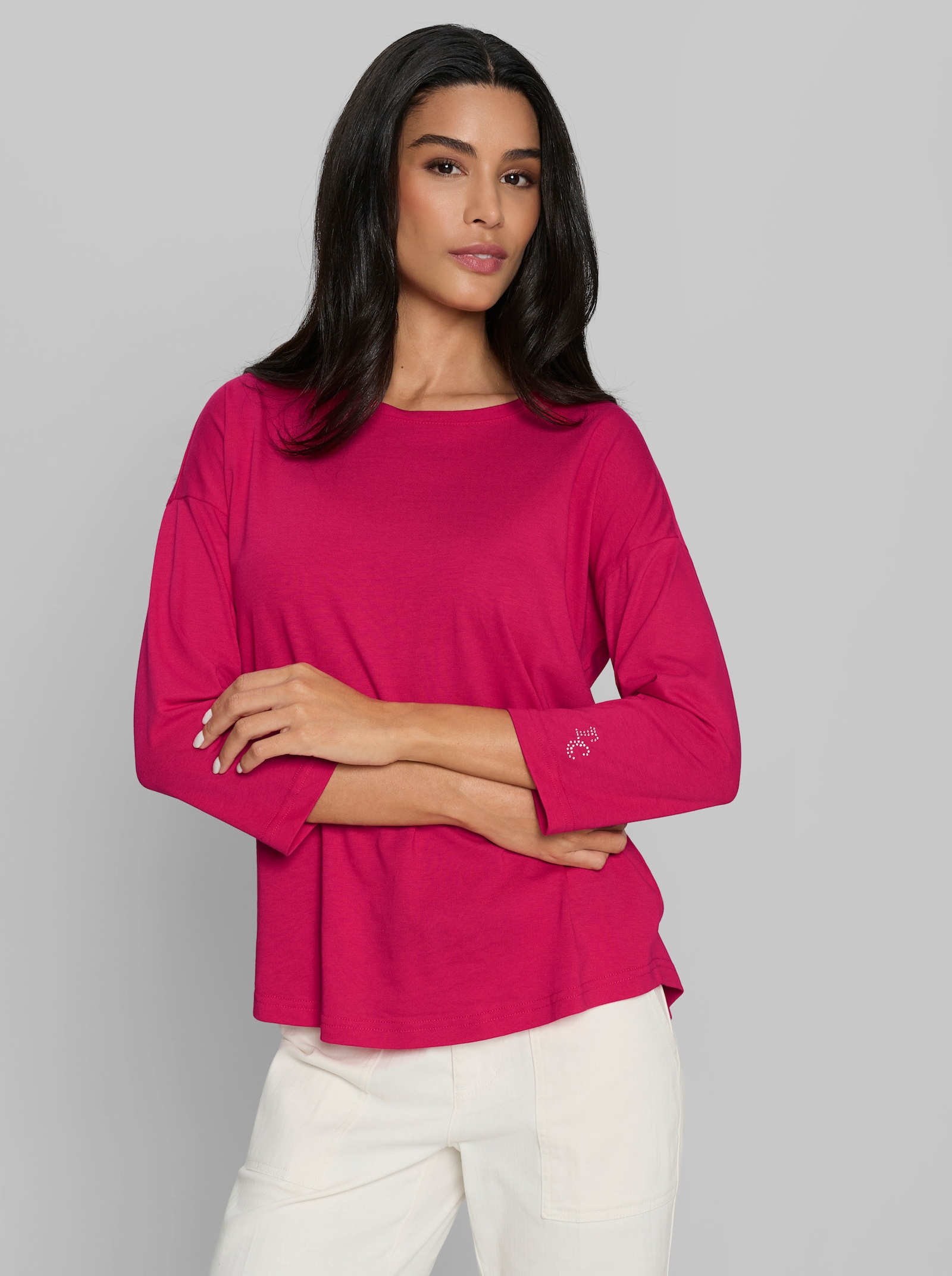 heine 3/4-Arm-Shirt mit Glitzersteinchen - pink