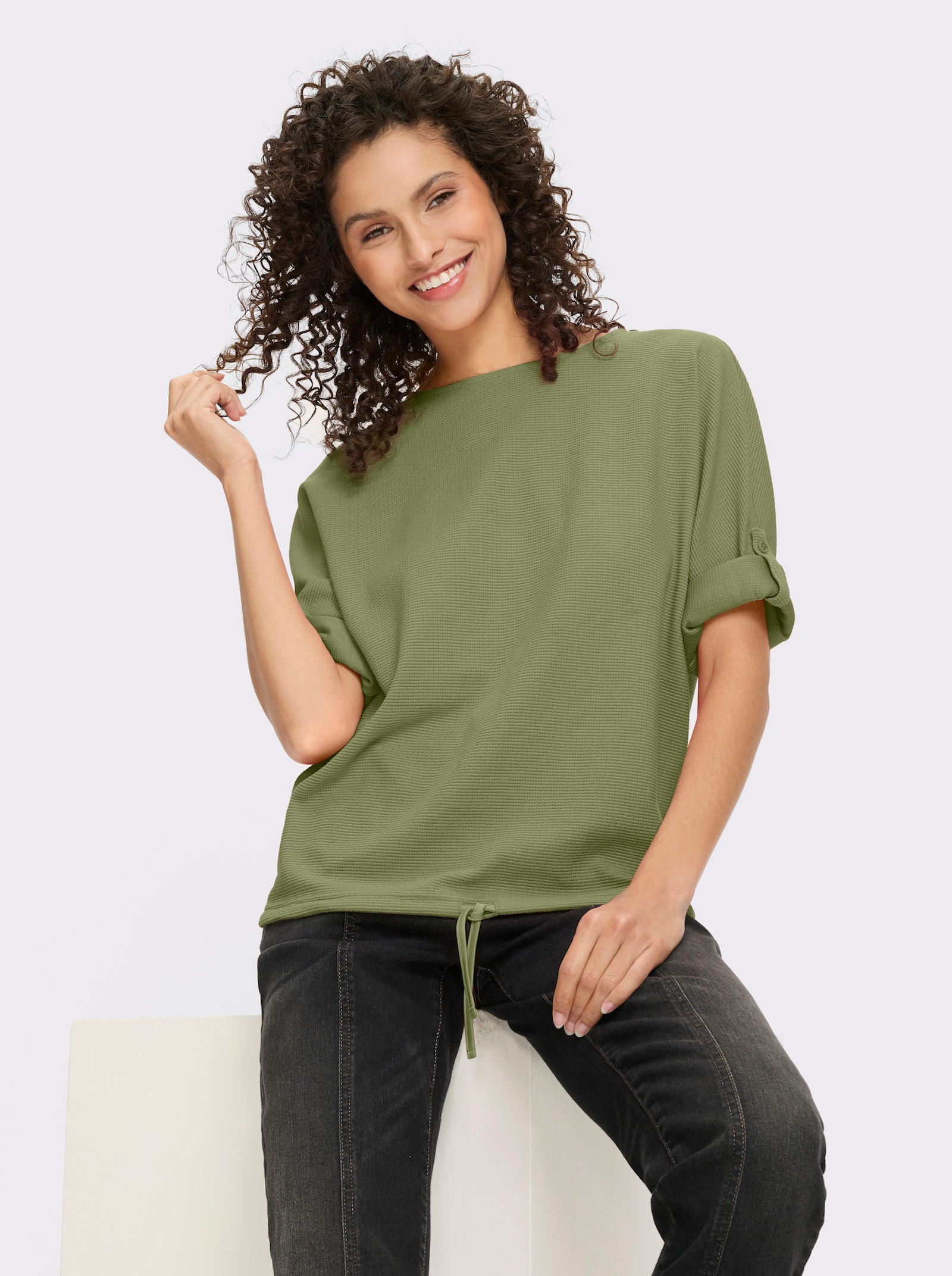 heine T-shirt à manches chauve-souris en qualité piqué - vert roseau