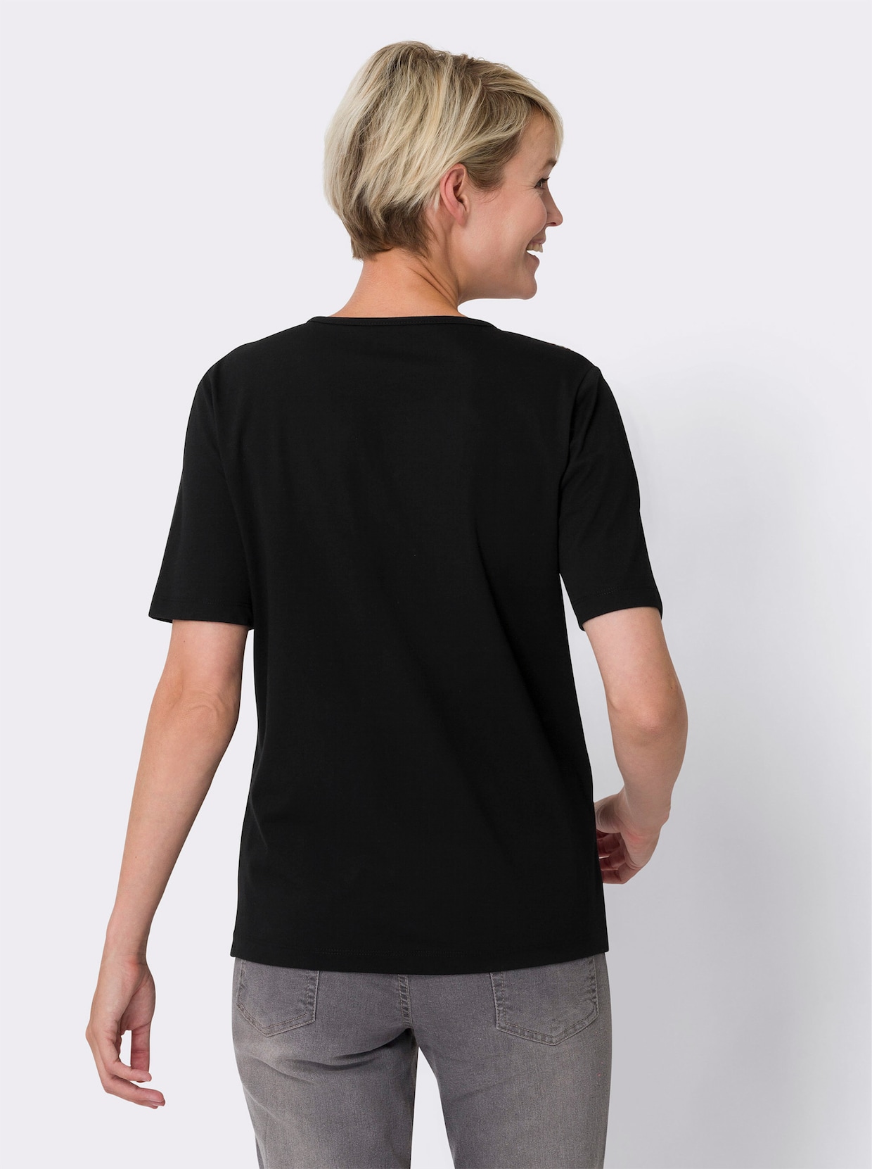 Shirt met korte mouwen - zwart/lila bedrukt