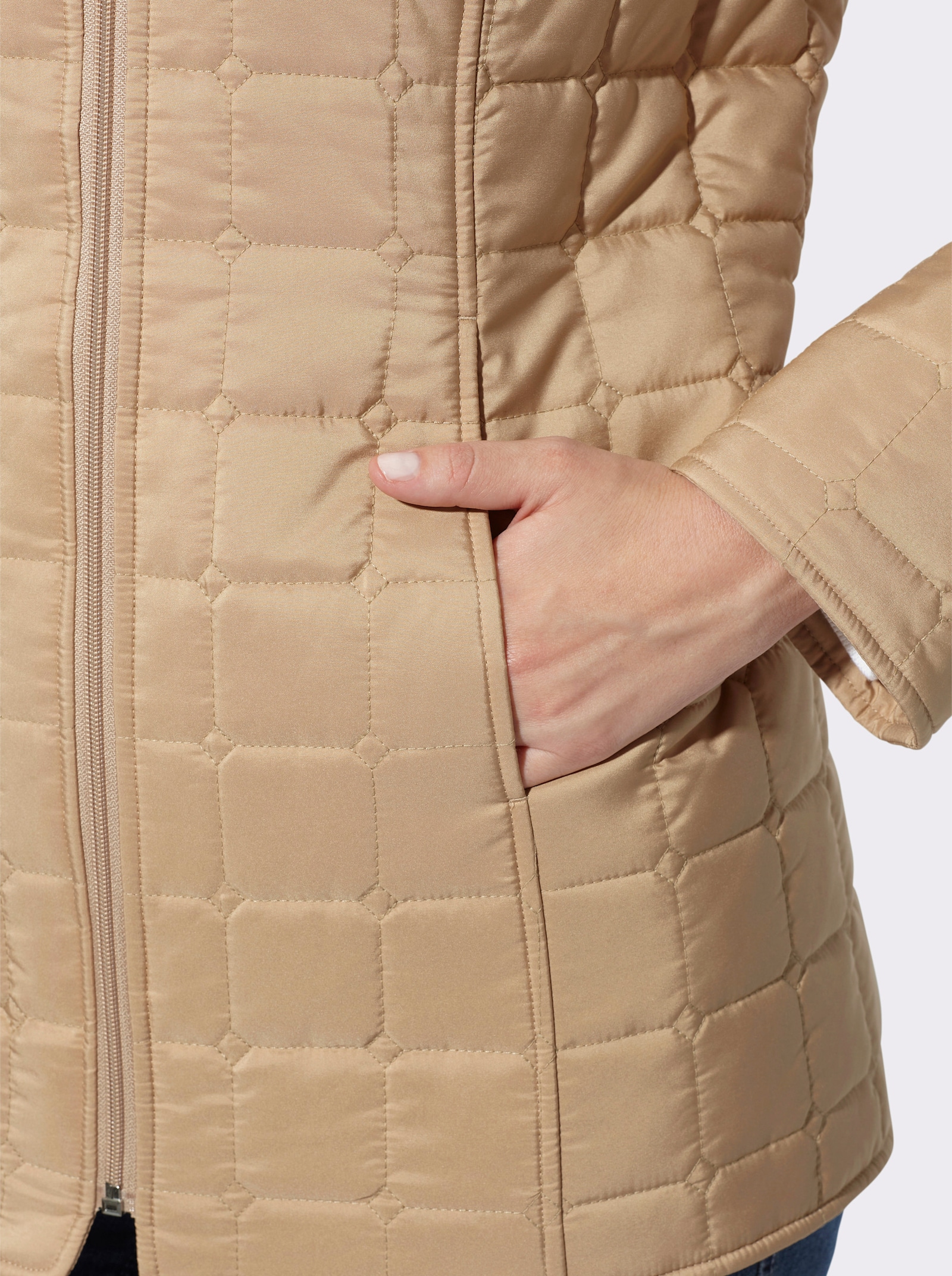 Steppjacke mit quadratischem Steppmuster - camel