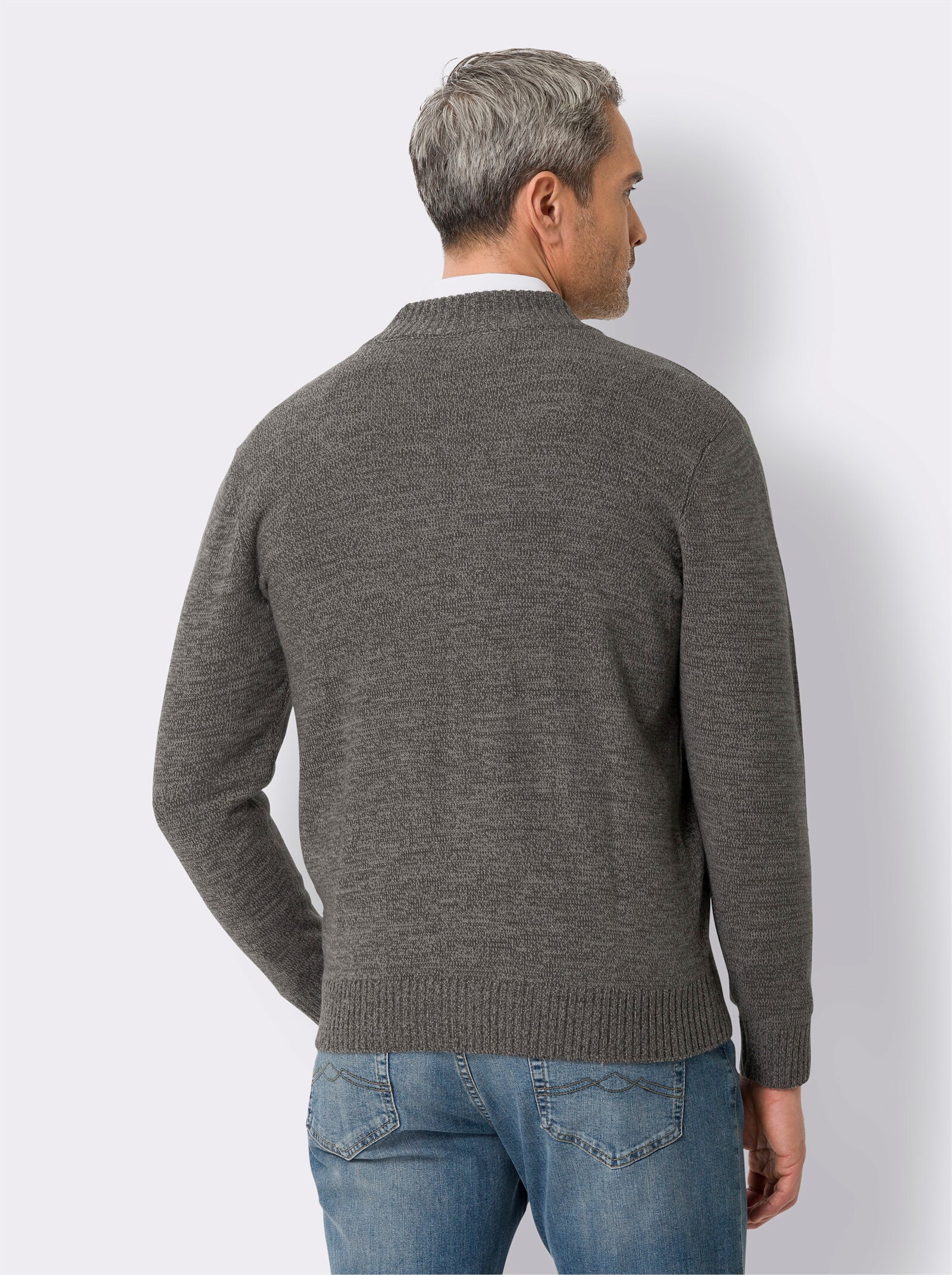 Vest van gemêleerd tricot - grijs gemêleerd