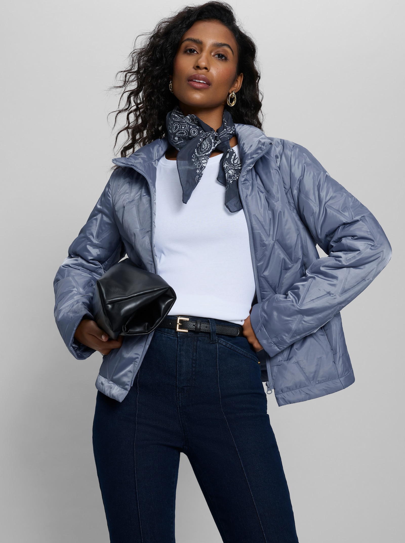 heine Outdoorjacke mit Steppung - taubenblau