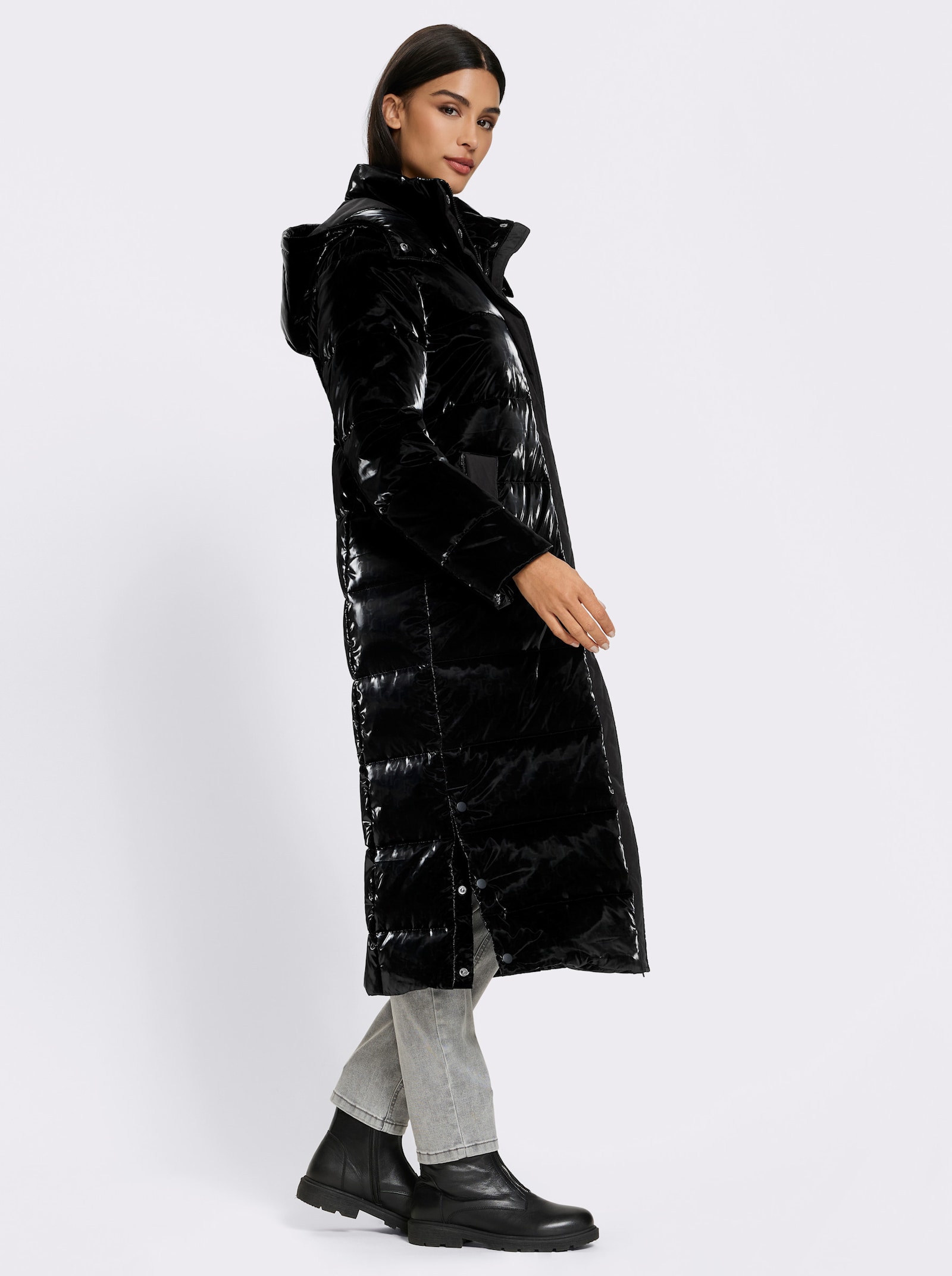 heine Steppmantel in Ton-in-Ton-Optik - schwarz