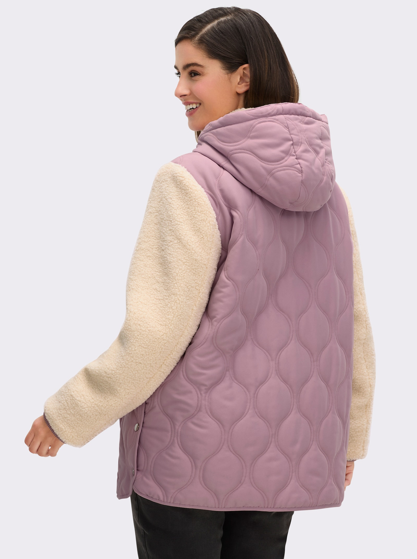 sheego Kapuzenjacke im Material-Mix - mauve
