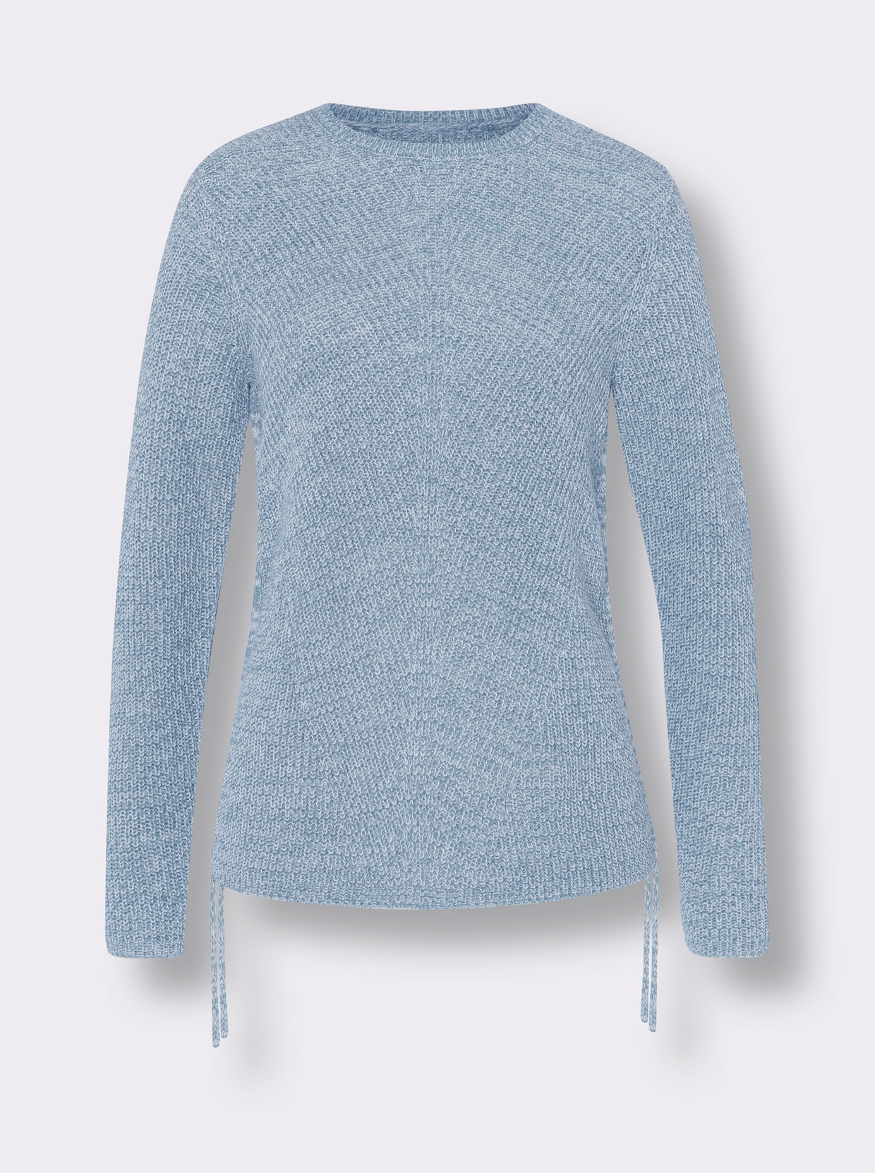 Strickpullover - eisblau-ecru-meliert