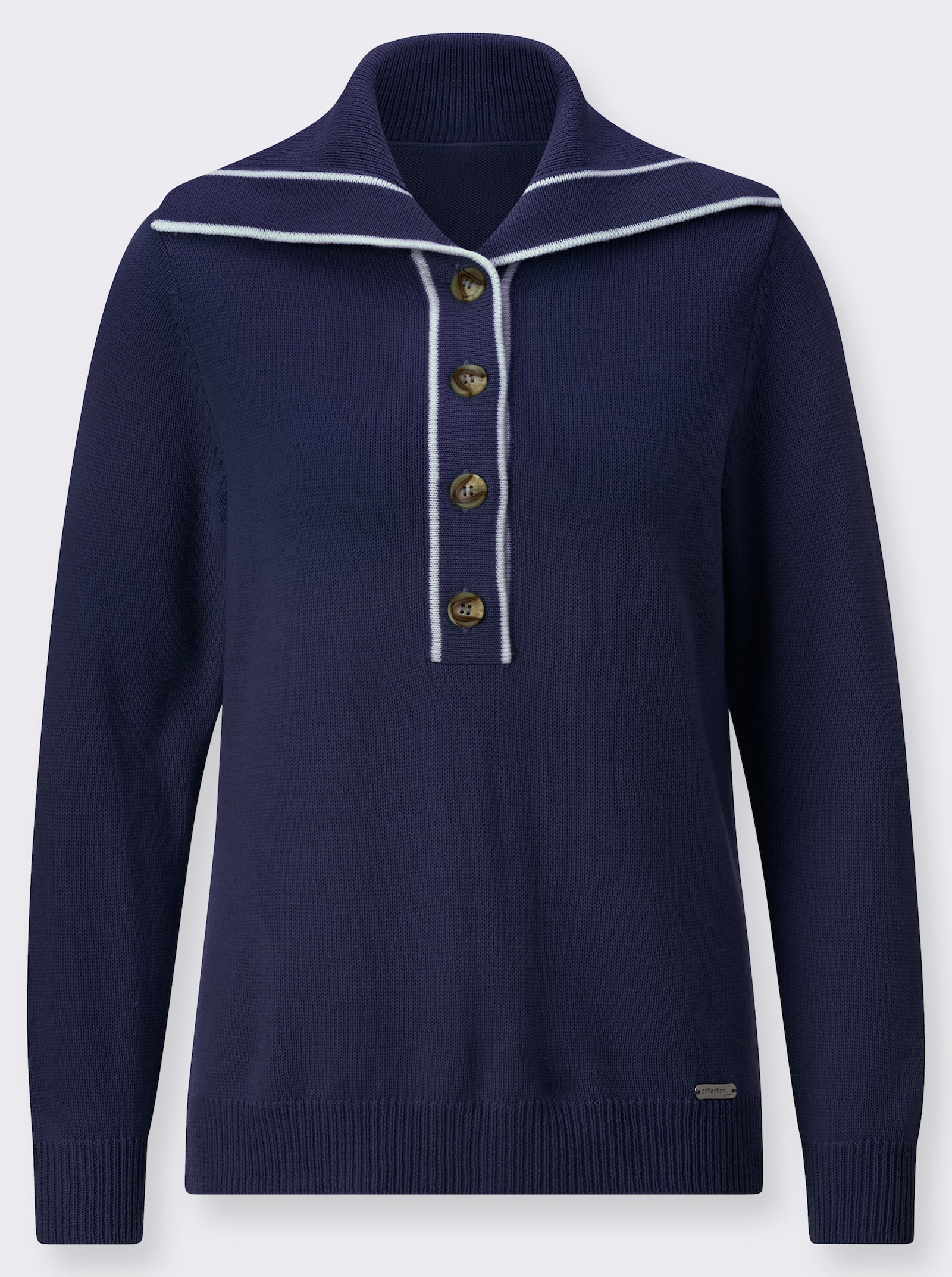Pullover met schipperskraag - marine