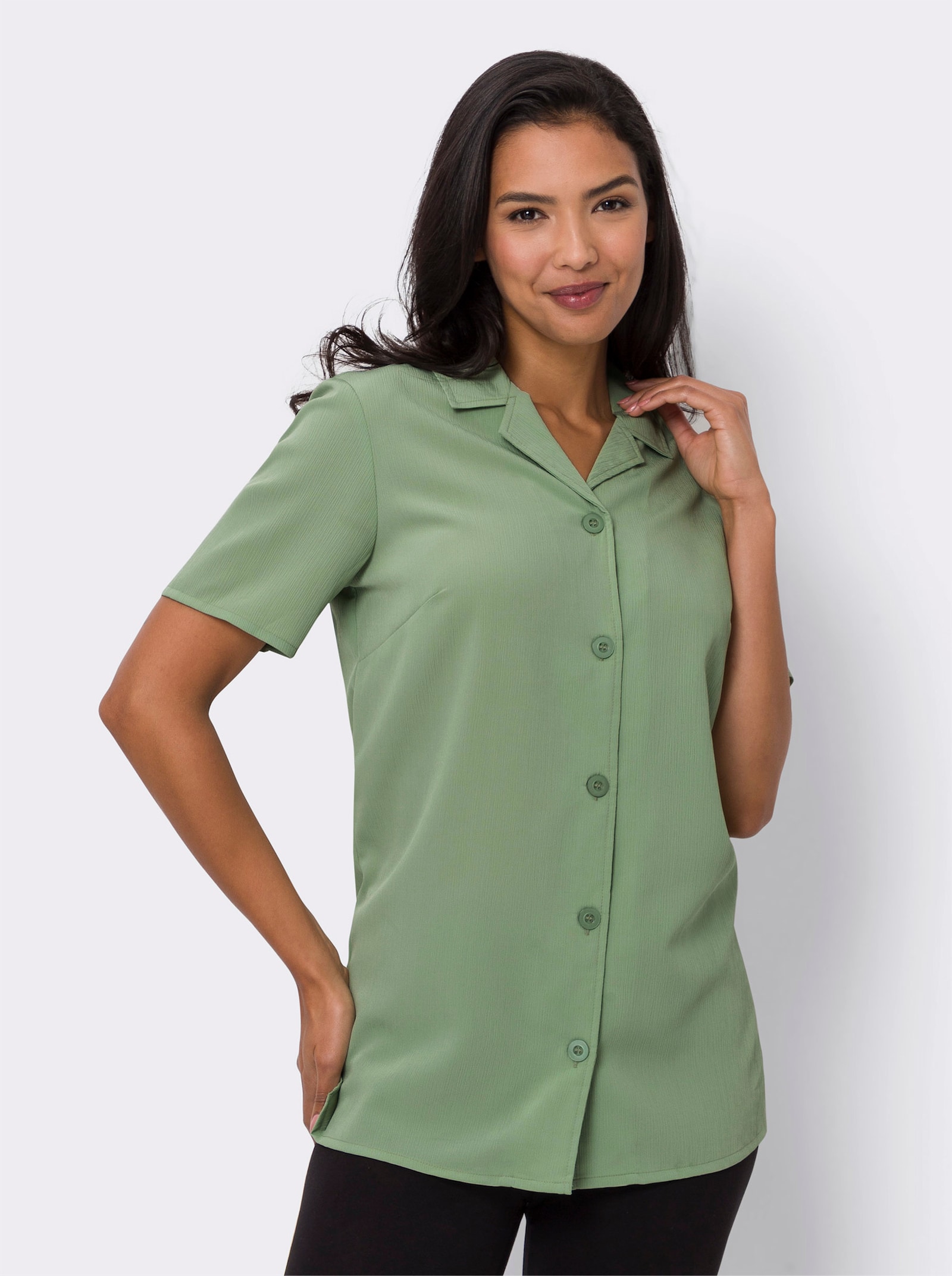 Blusenjacke mit Seitenschlitzen - eucalyptus