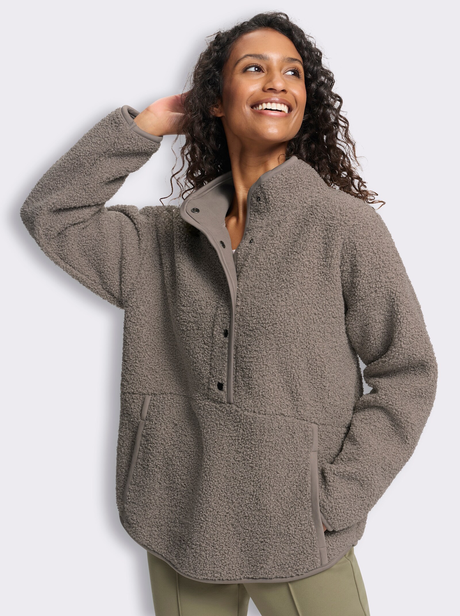 heine Wendeshirt aus Teddy-Fleece - taupe
