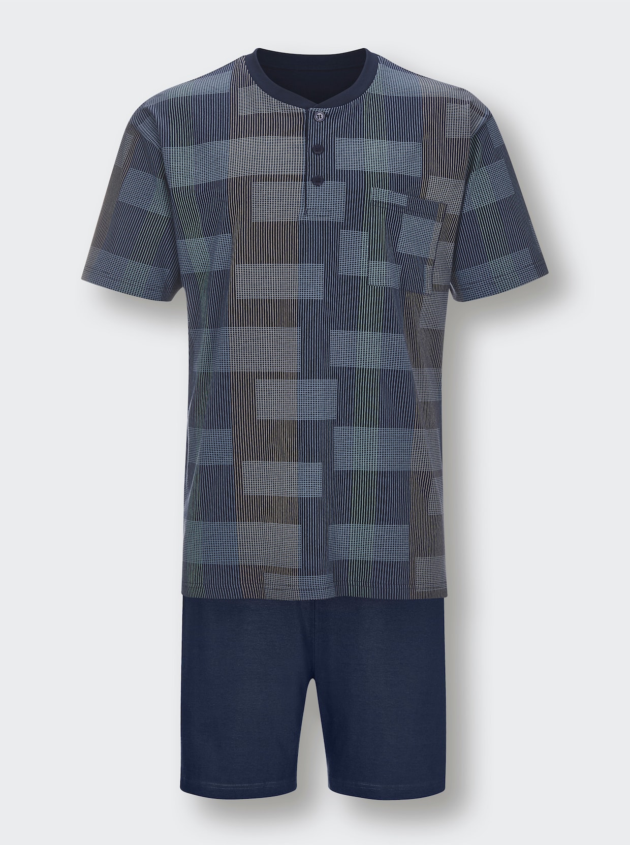 Normann shortama - marine/middenblauw bedrukt