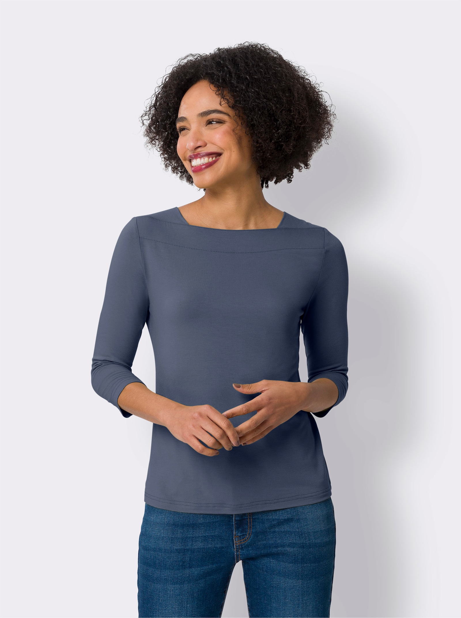 heine 3/4-Arm-Shirt mit U-Boot-Ausschnitt - rauchblau