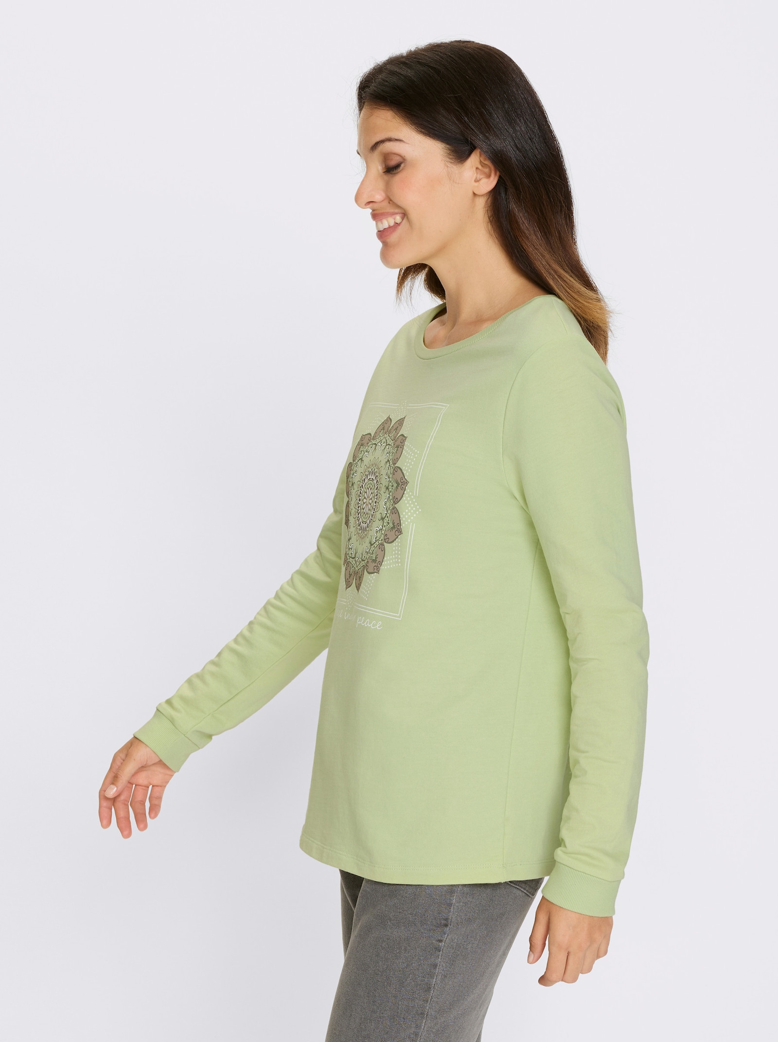 Sweatshirt mit Mandala-Druck - pistazie-sesam