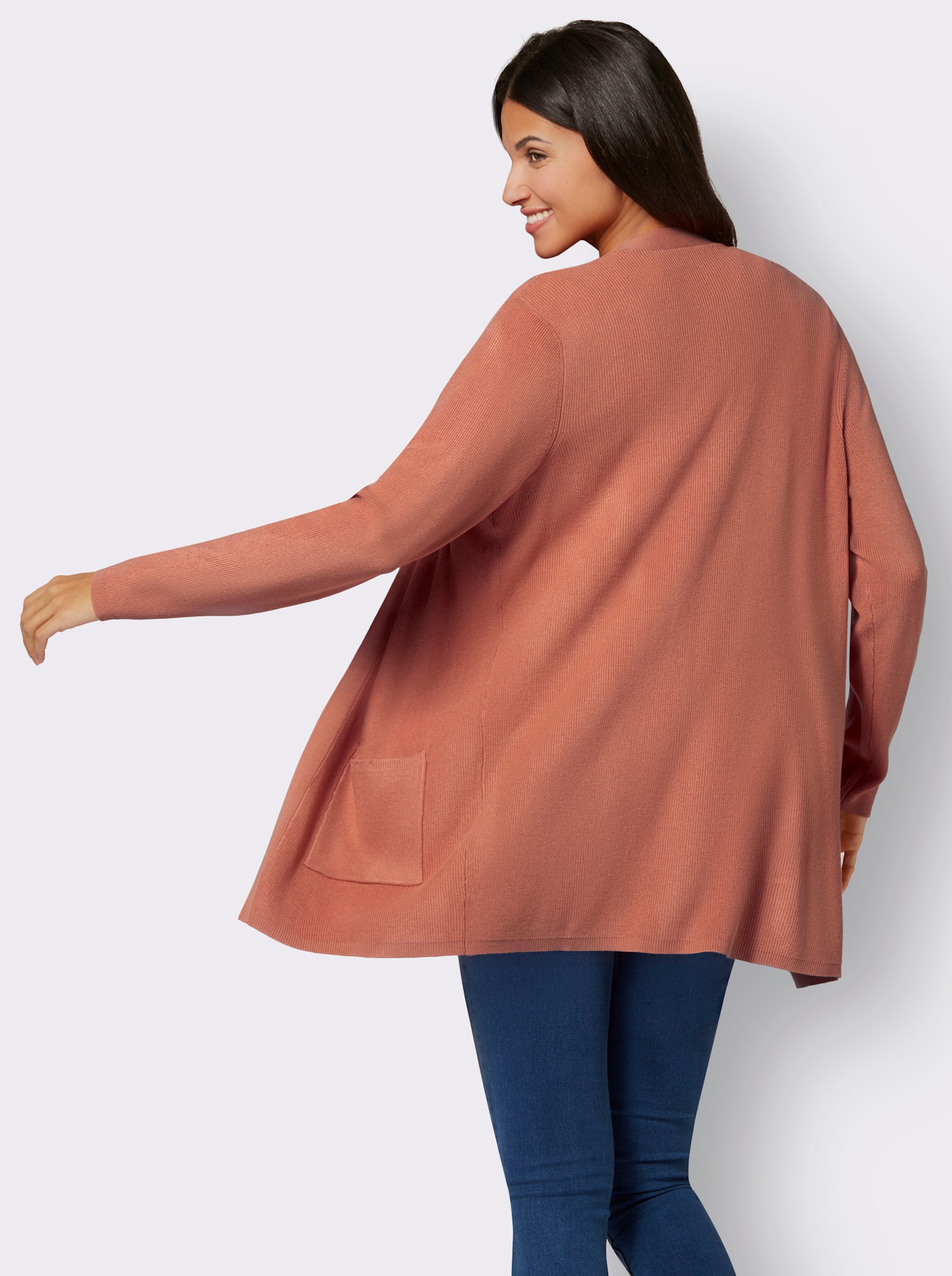 Longstrickjacke in Viskose-Qualität - papaya