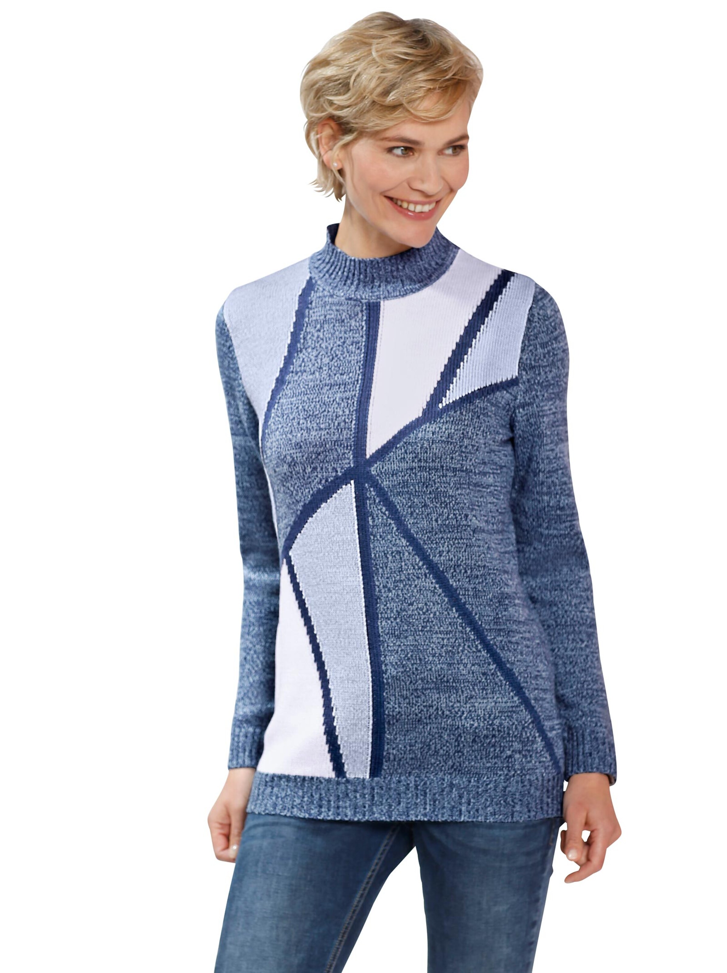 Pullover - blau-gemustert