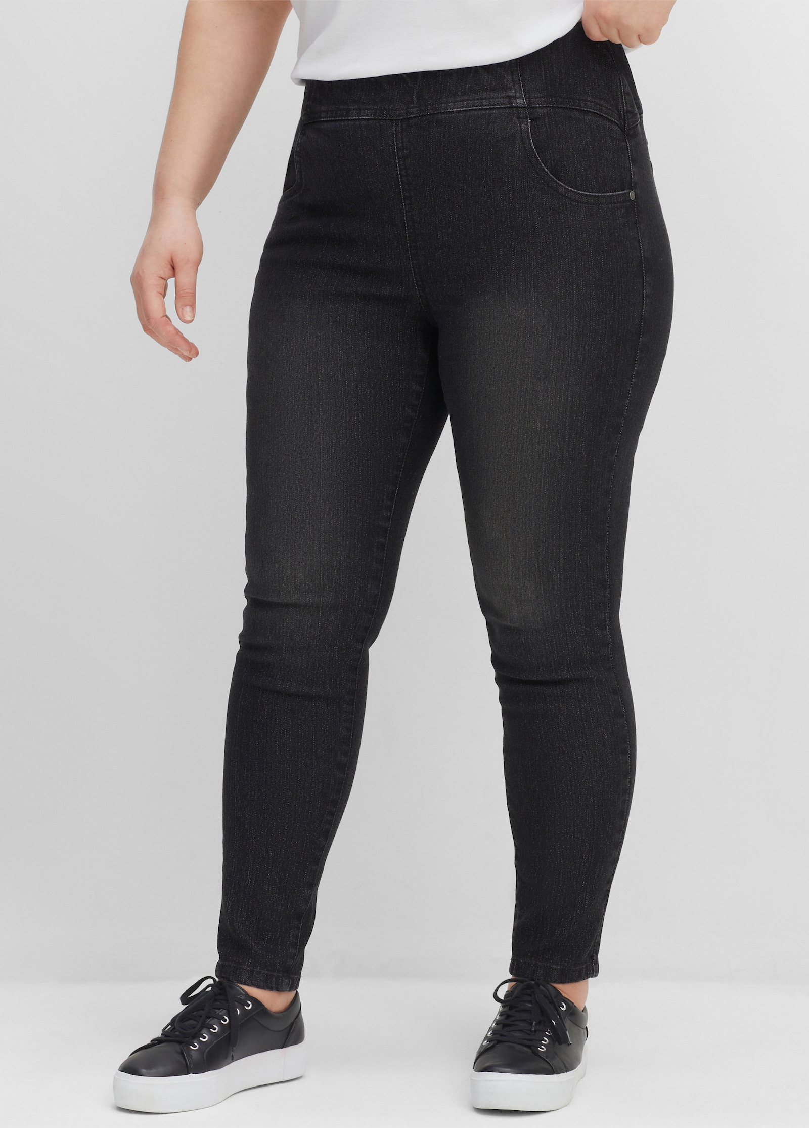 sheego Jeggings mit breitem Gummibund - black denim