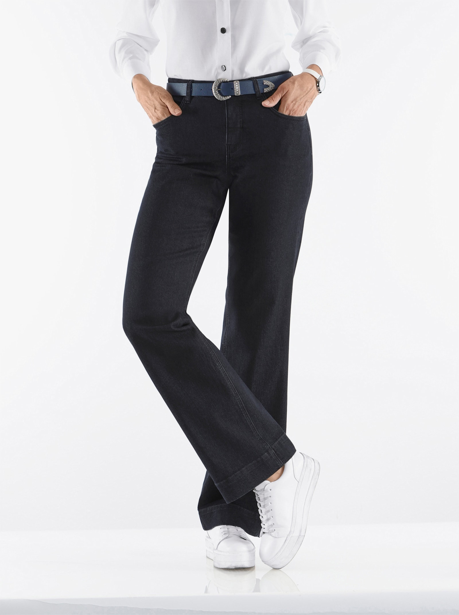 Jeans mit weitem Bein - schwarz