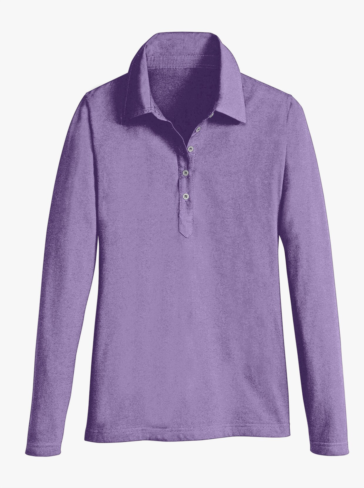 Langarm-Poloshirt - lavendel