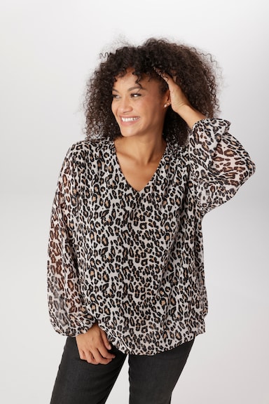 Aniston PLUS Schlupfbluse - natur-beige-schwarz