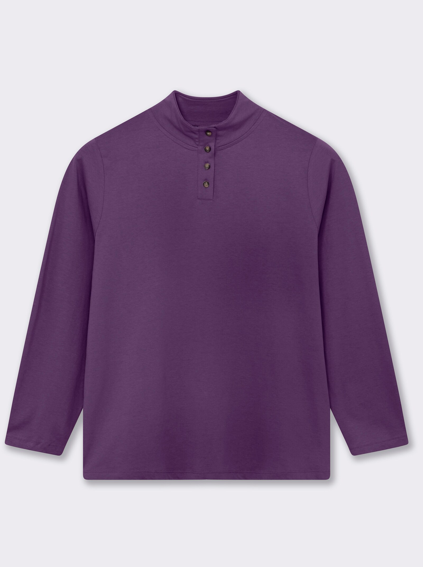 Stehkragenshirt mit Schmuckknöpfen - pflaume