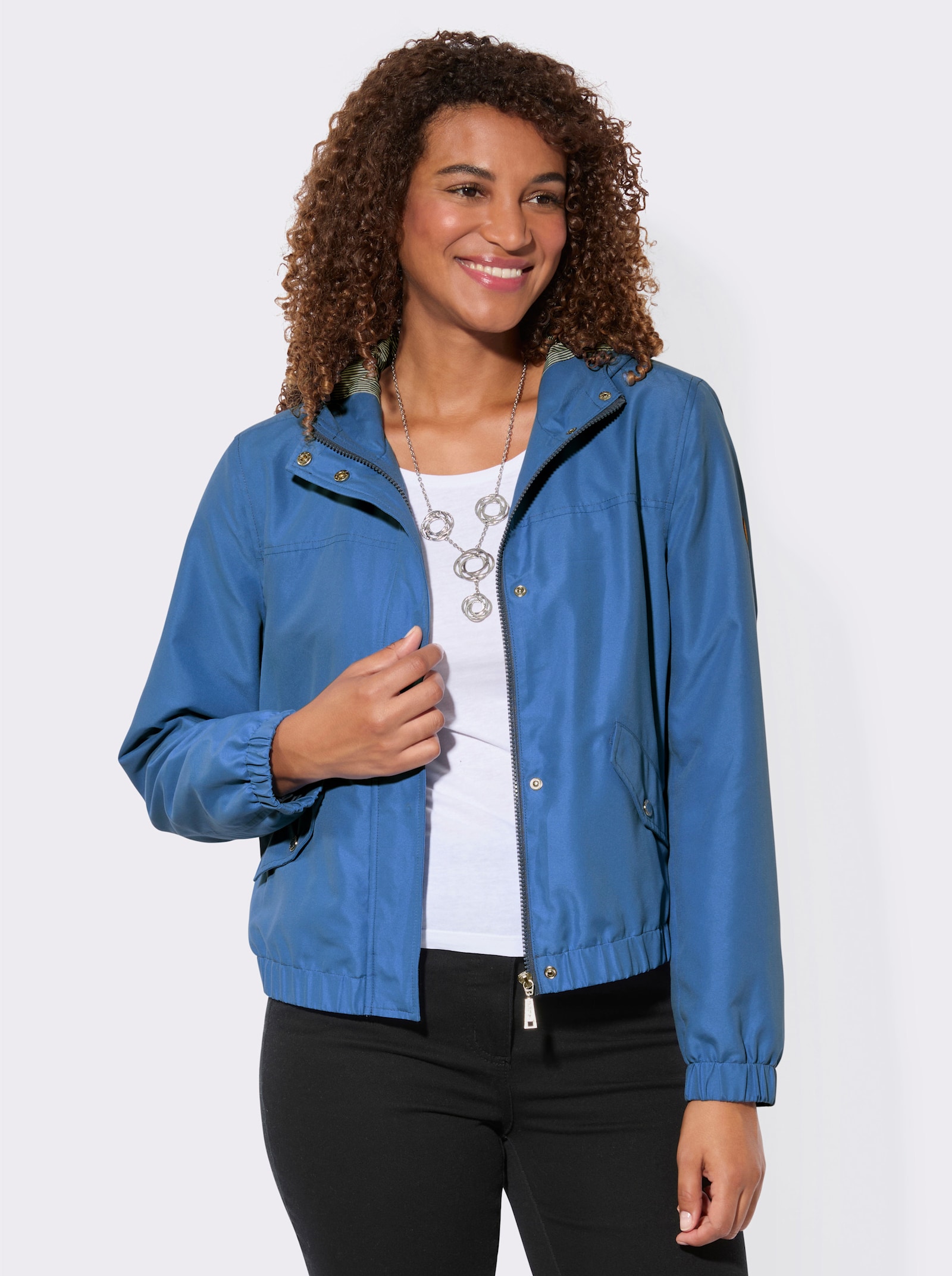 Jacke mit elastischen Abschlüssen - jeansblau
