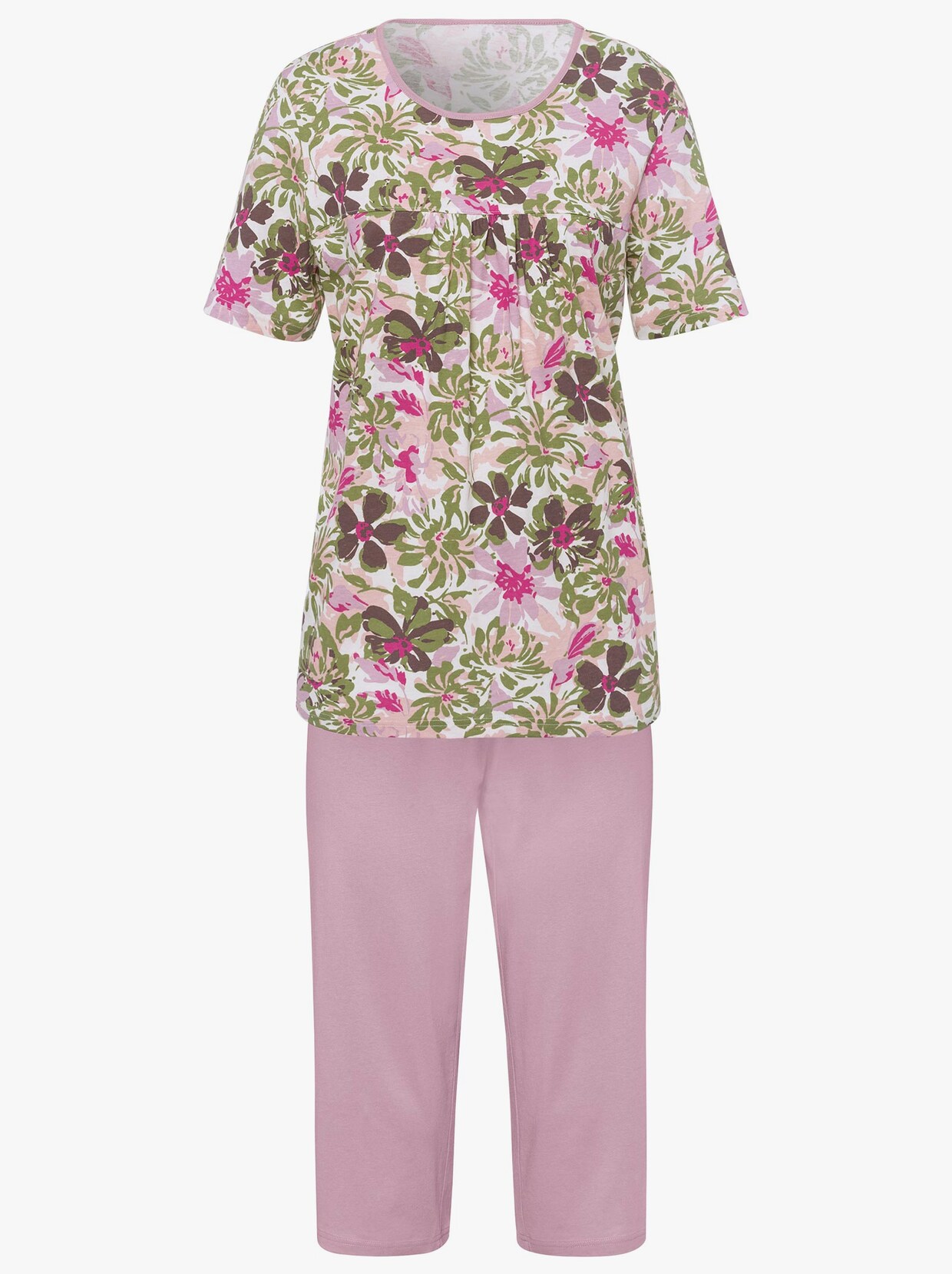 Capri-pyjama - oudroze geprint