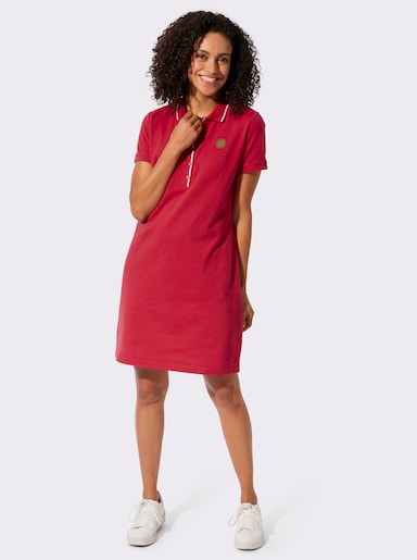 Polokleid mit Taillenabnähern hinten - erdbeere
