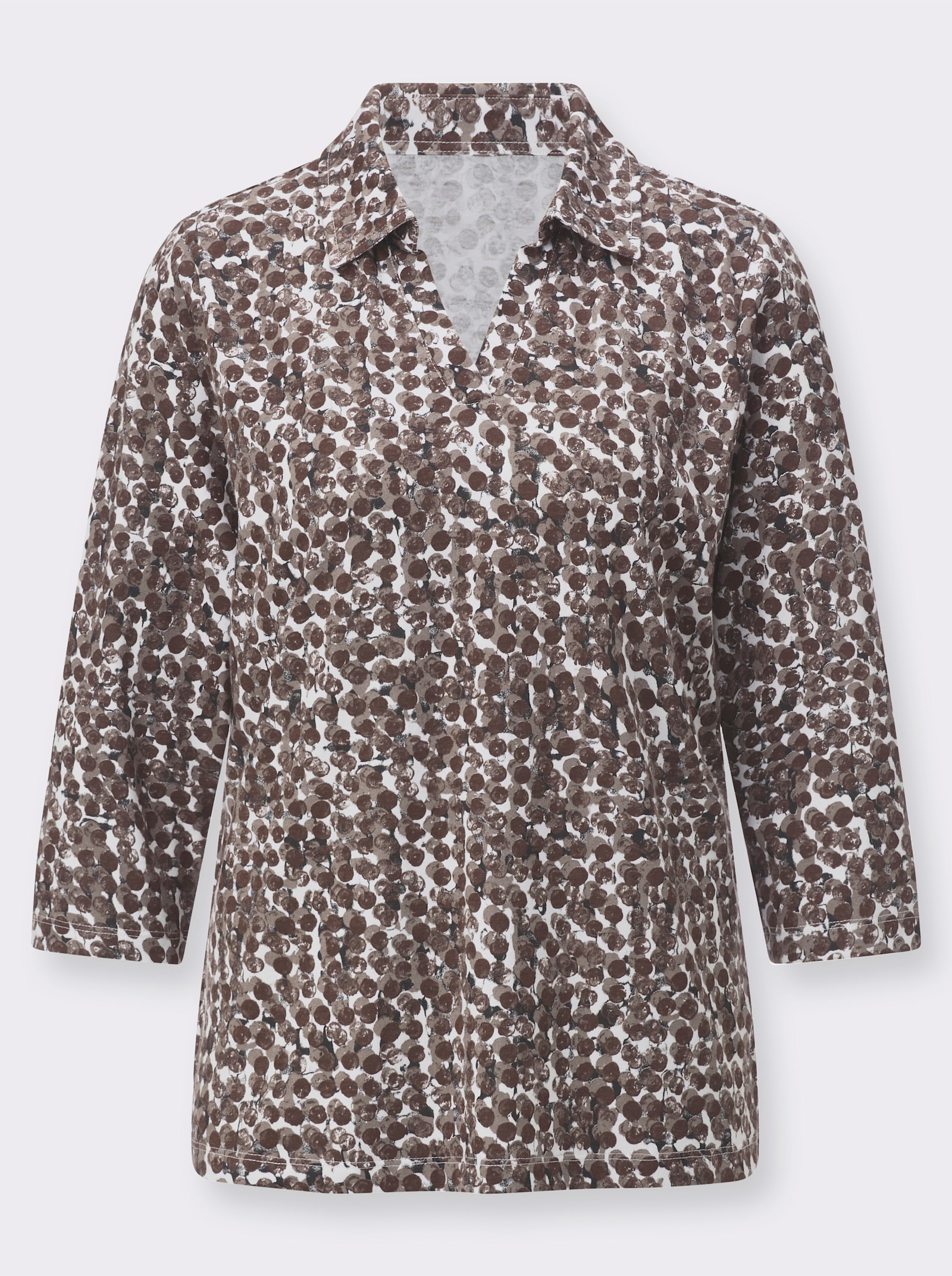 Poloshirt mit GOTS-Zertifizierung - taupe-ecru-bedruckt