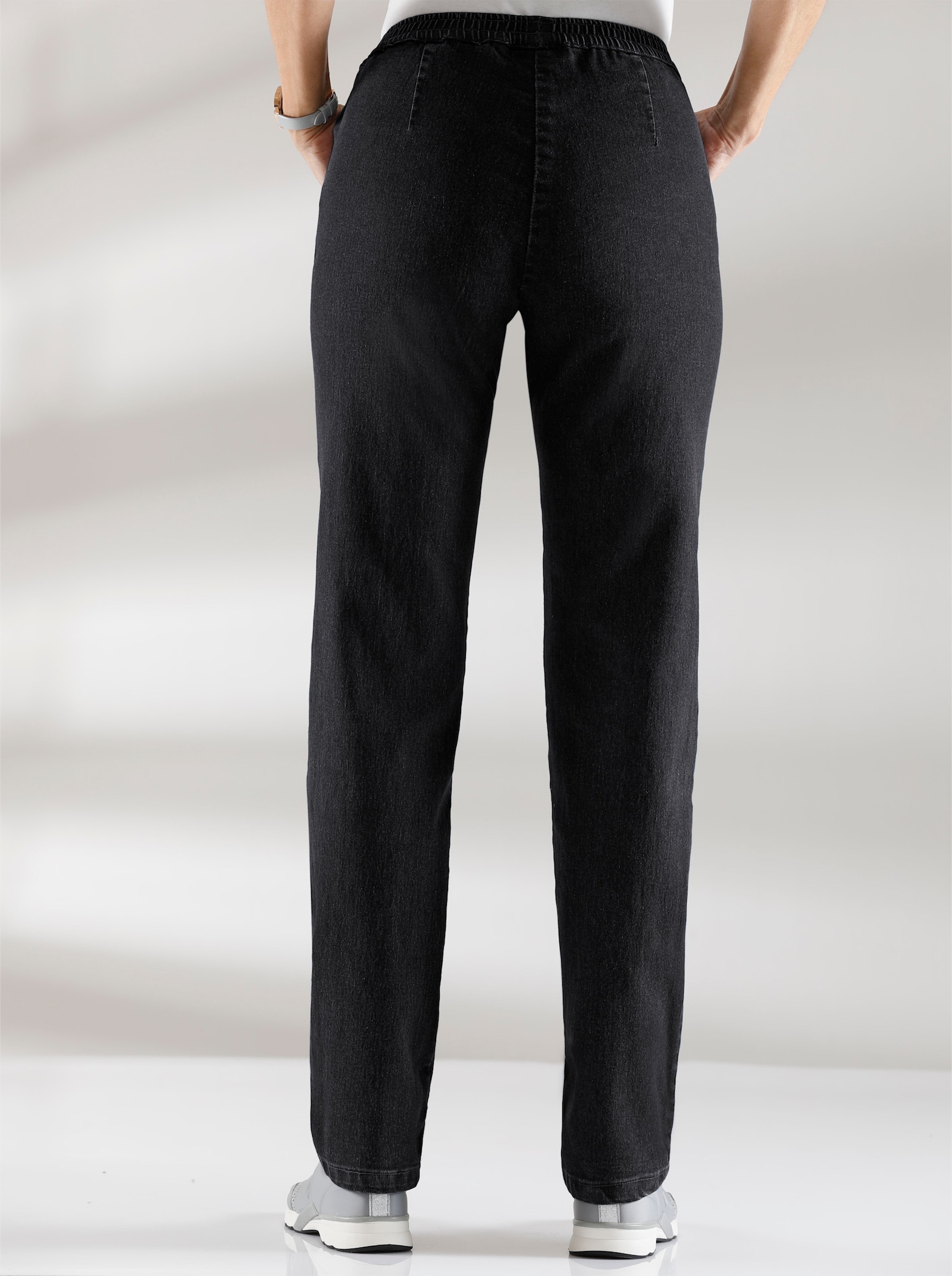 Comfortjeans met gestileerde ritssluitingoverslag - black denim