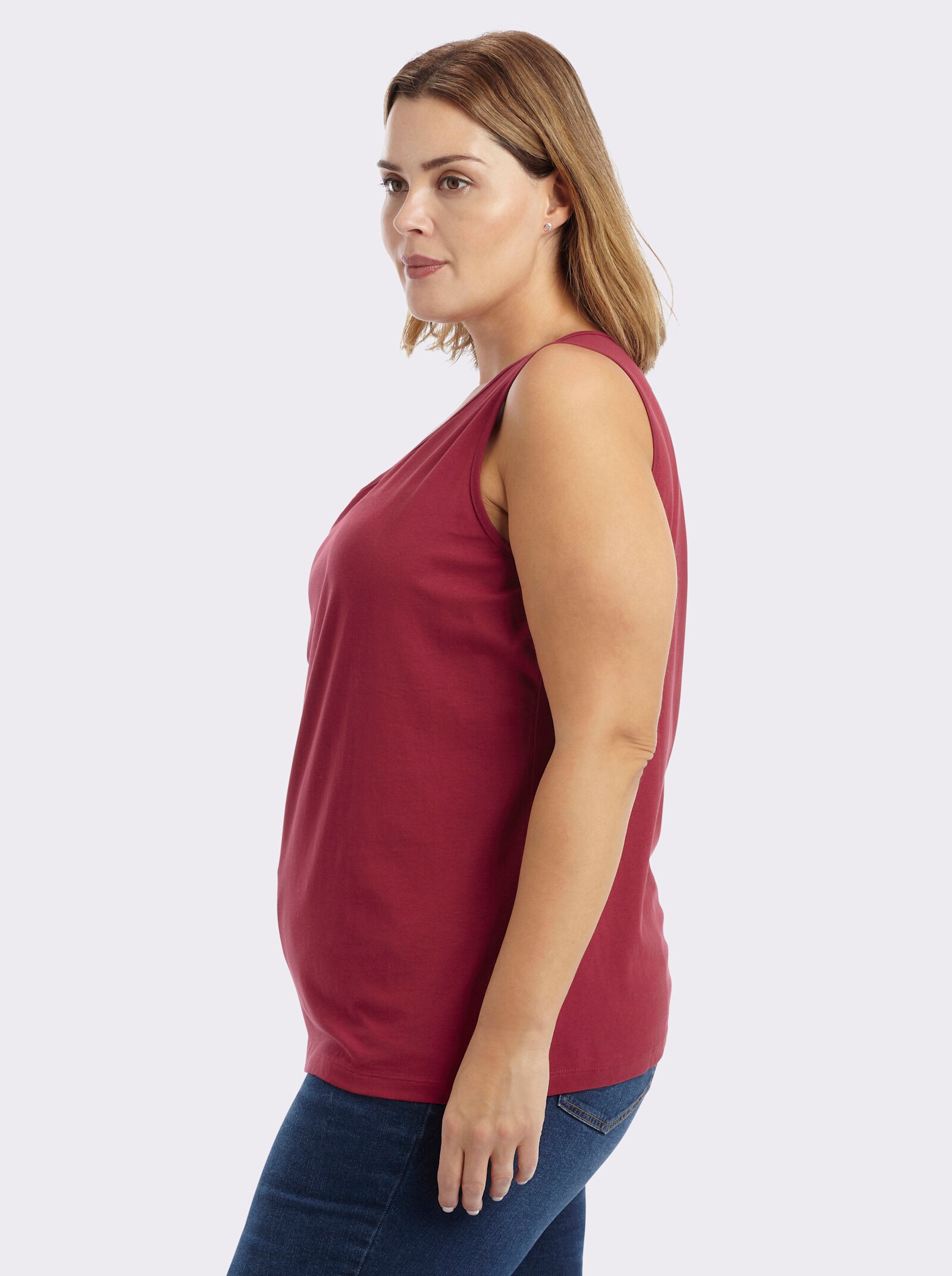 sheego Tanktop im Doppelpack - kirsche-weiß