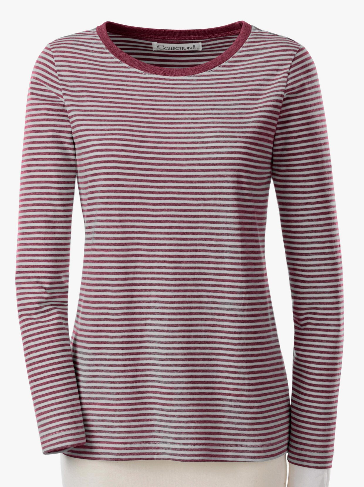 Shirt met lange mouwen - wijnrood/grijs gestreept