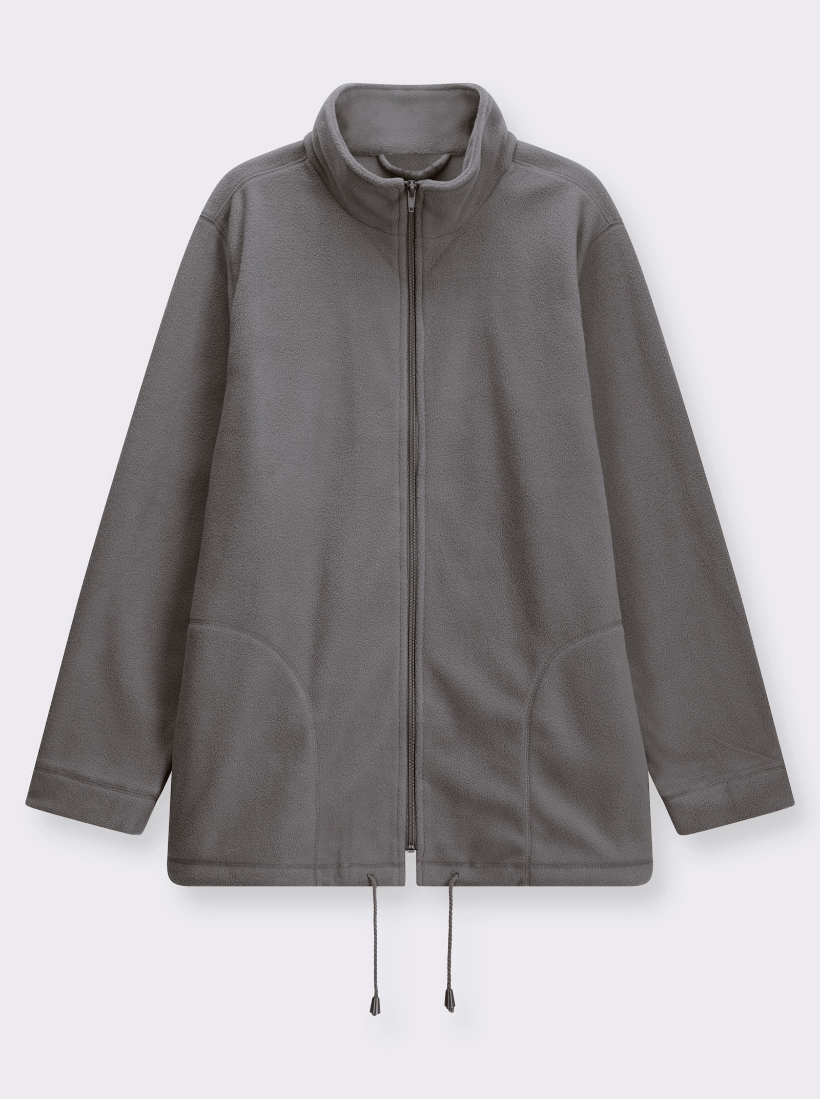 Fleecejacke Kordeldurchzug am Saum - grau