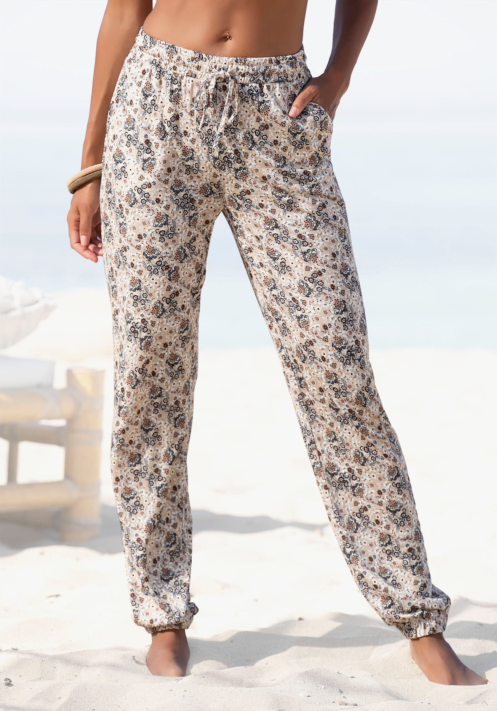 Vivance Jerseybroek - beige geprint