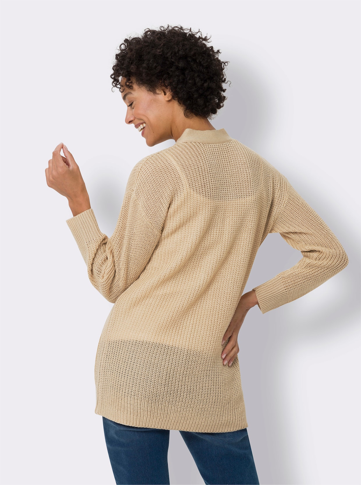 Longstrickjacke - sand