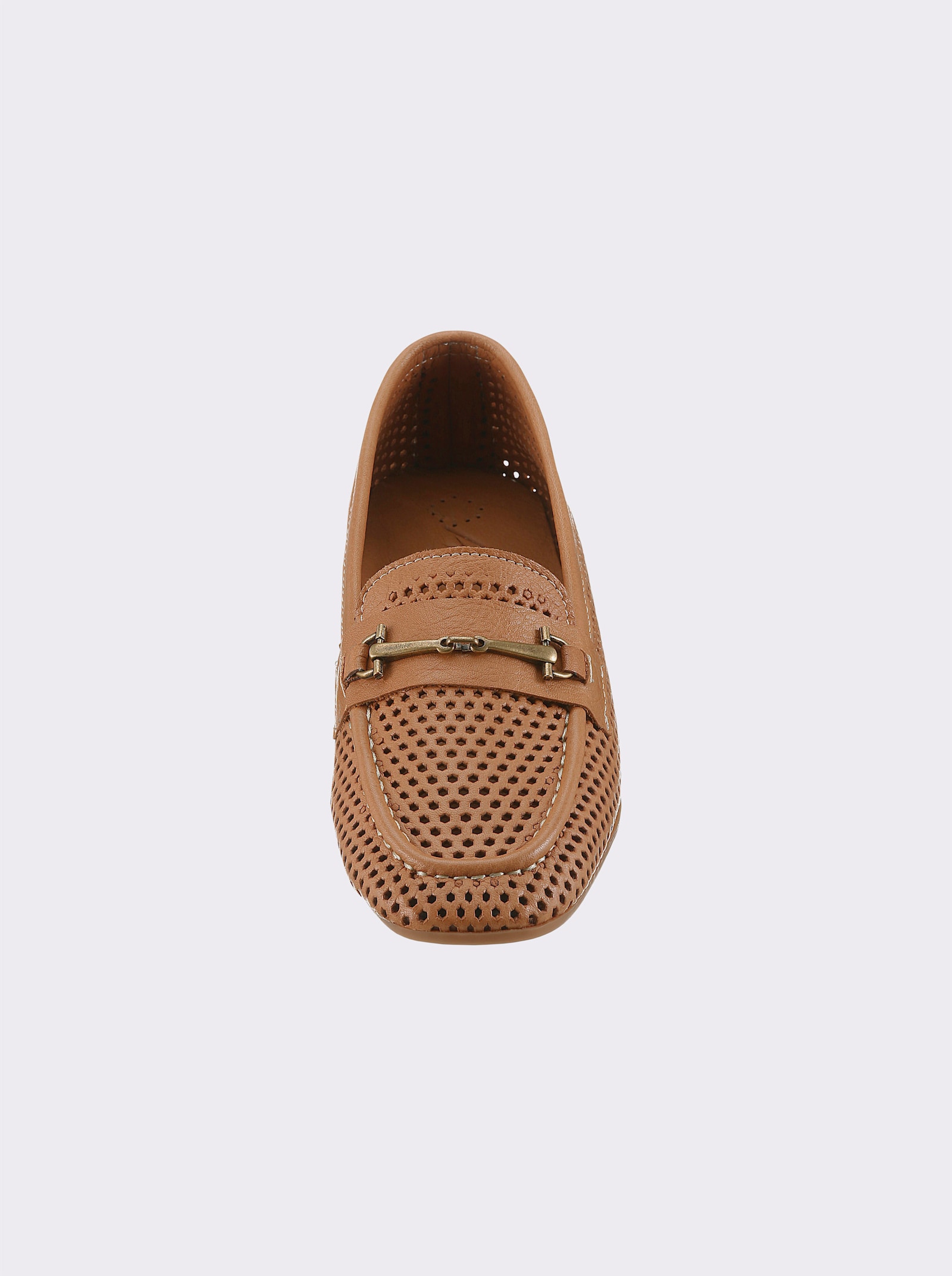Andrea Conti Slipper mit feinem Lochmuster - cognac