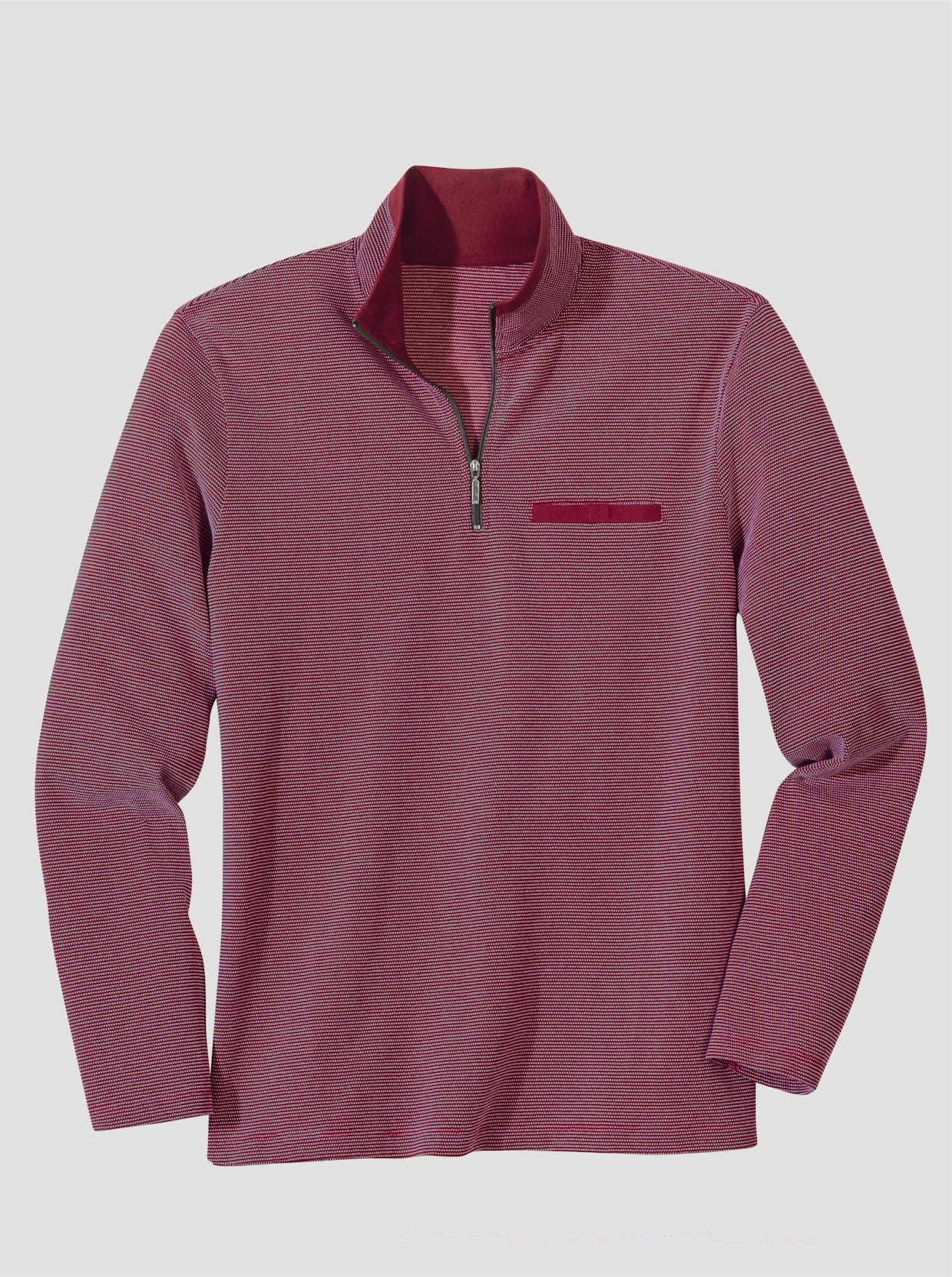 Sweatshirt mit Brusttasche - dunkelrot-gemustert