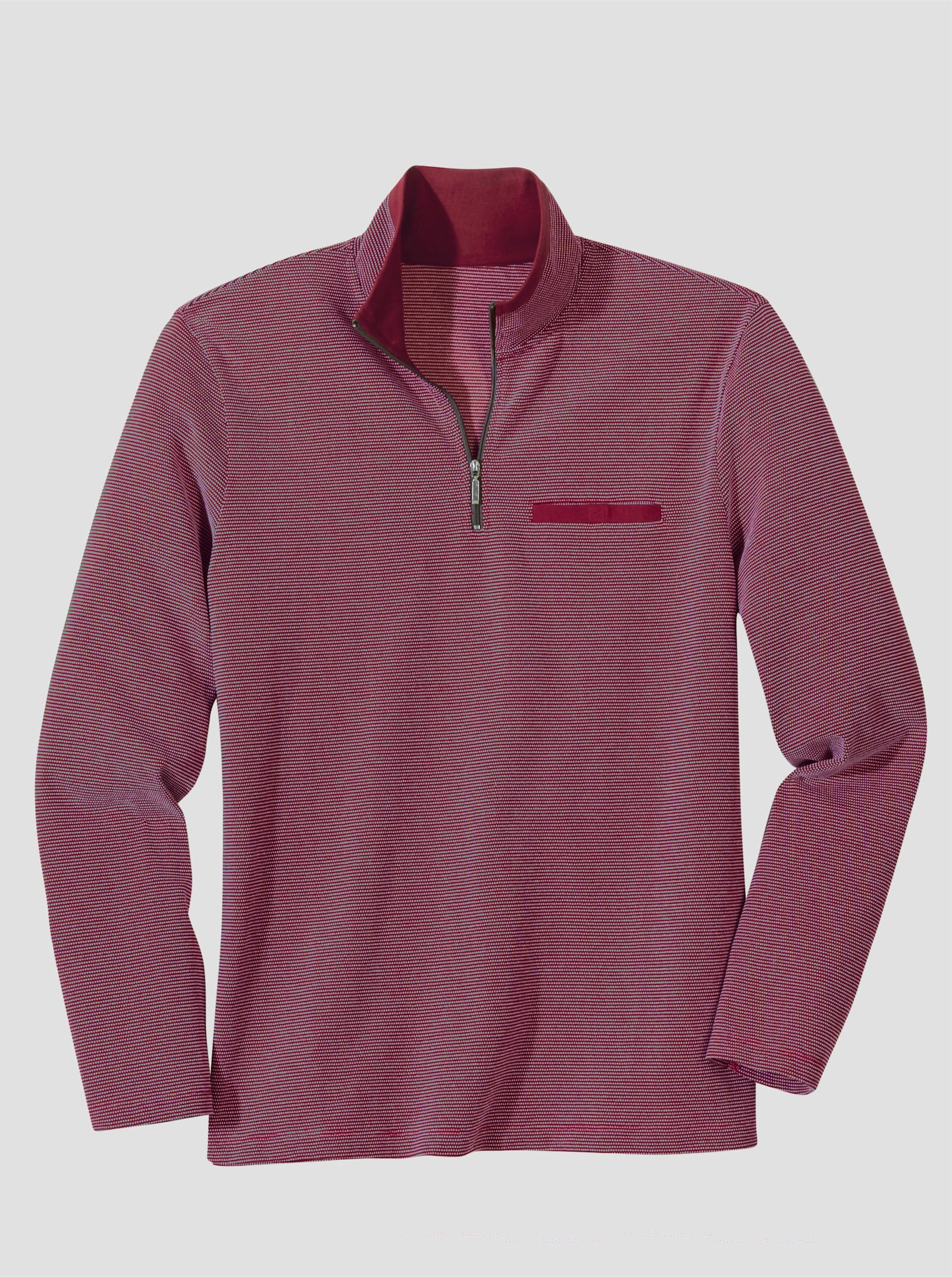 Sweatshirt med bröstficka - mörkröd-mönstrad