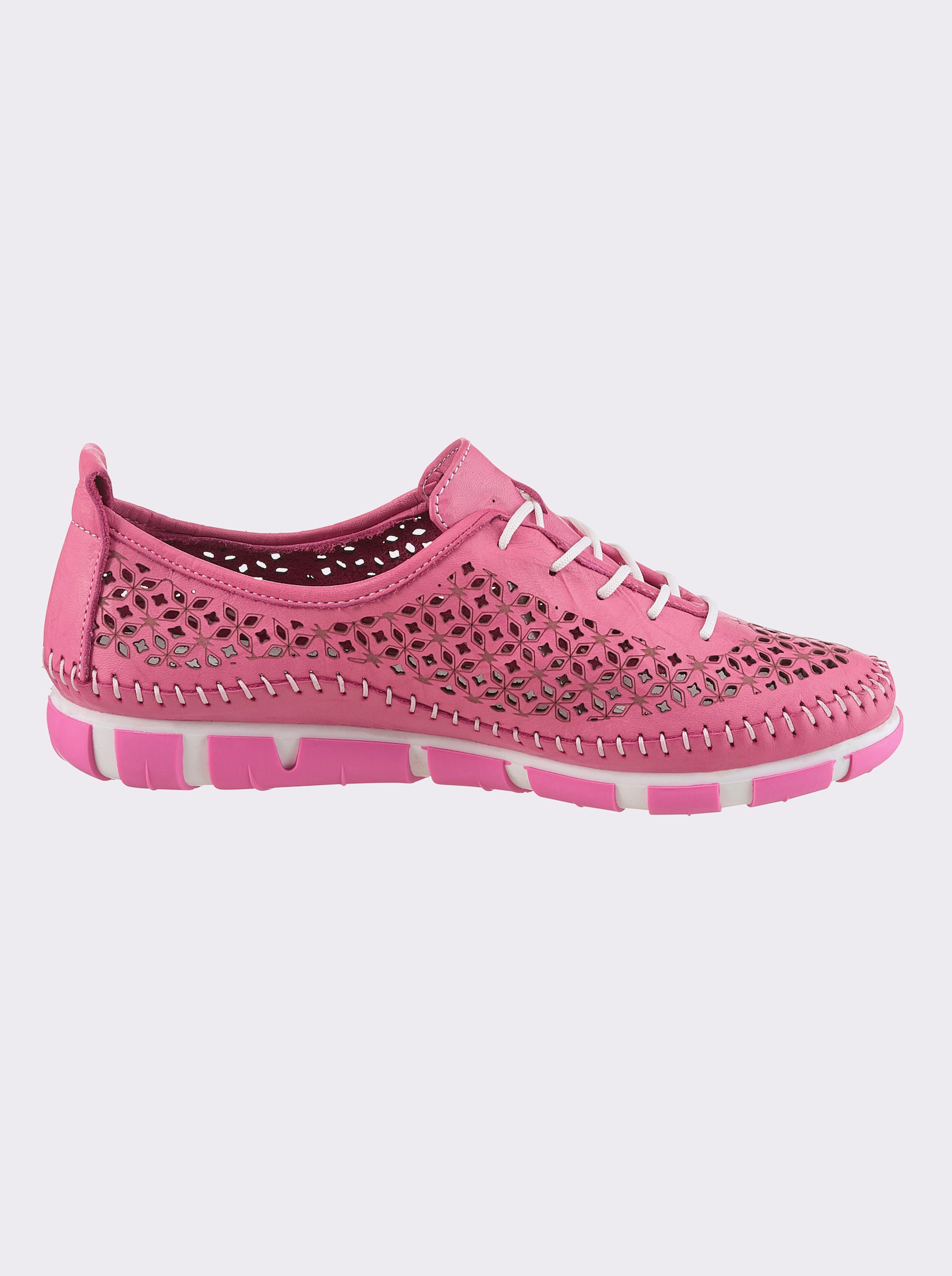 Gemini Veterschoen van leer, met perforatie - fuchsia