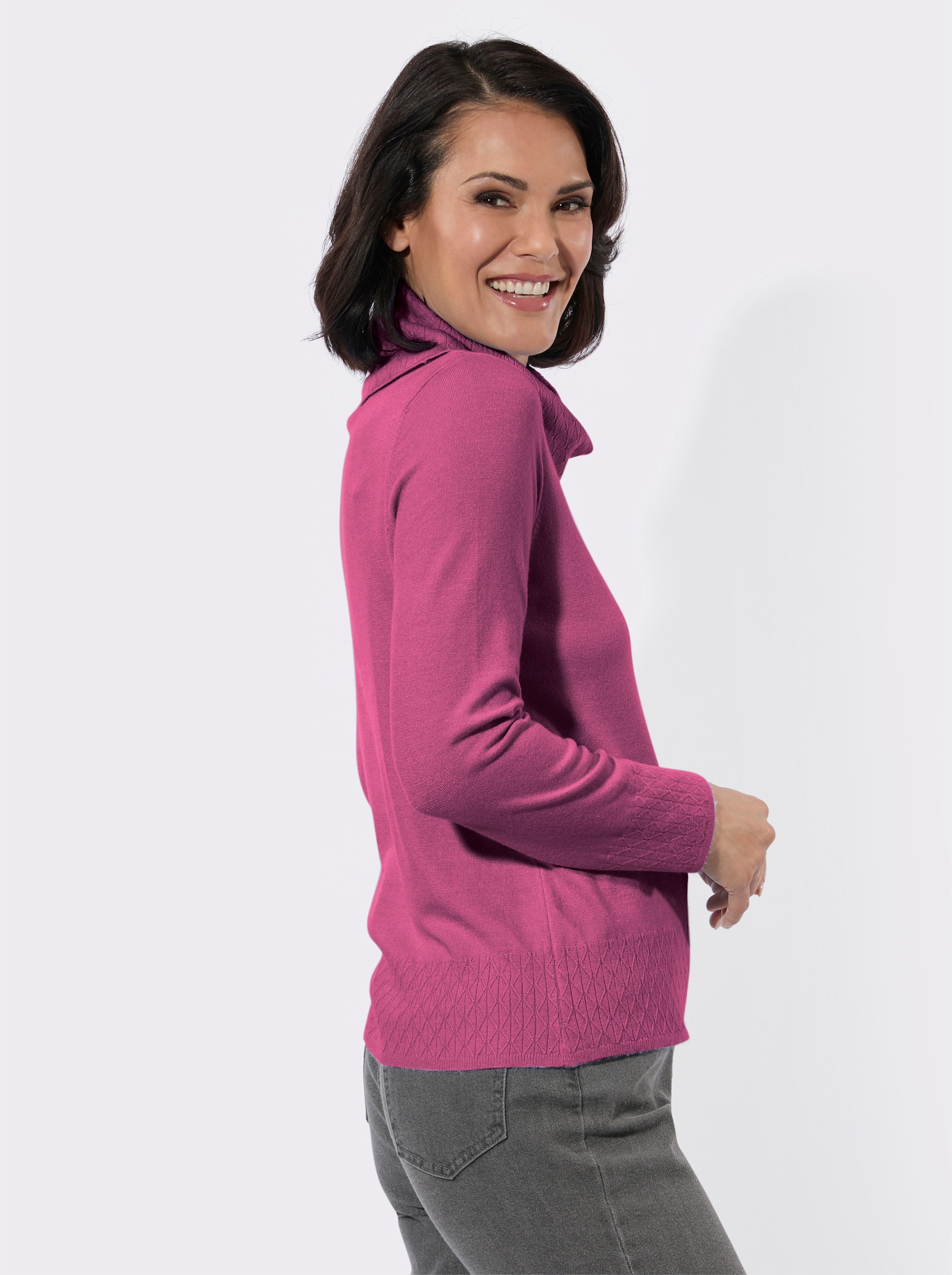 Rollkragenpullover mit Strickmuster rundum - erika